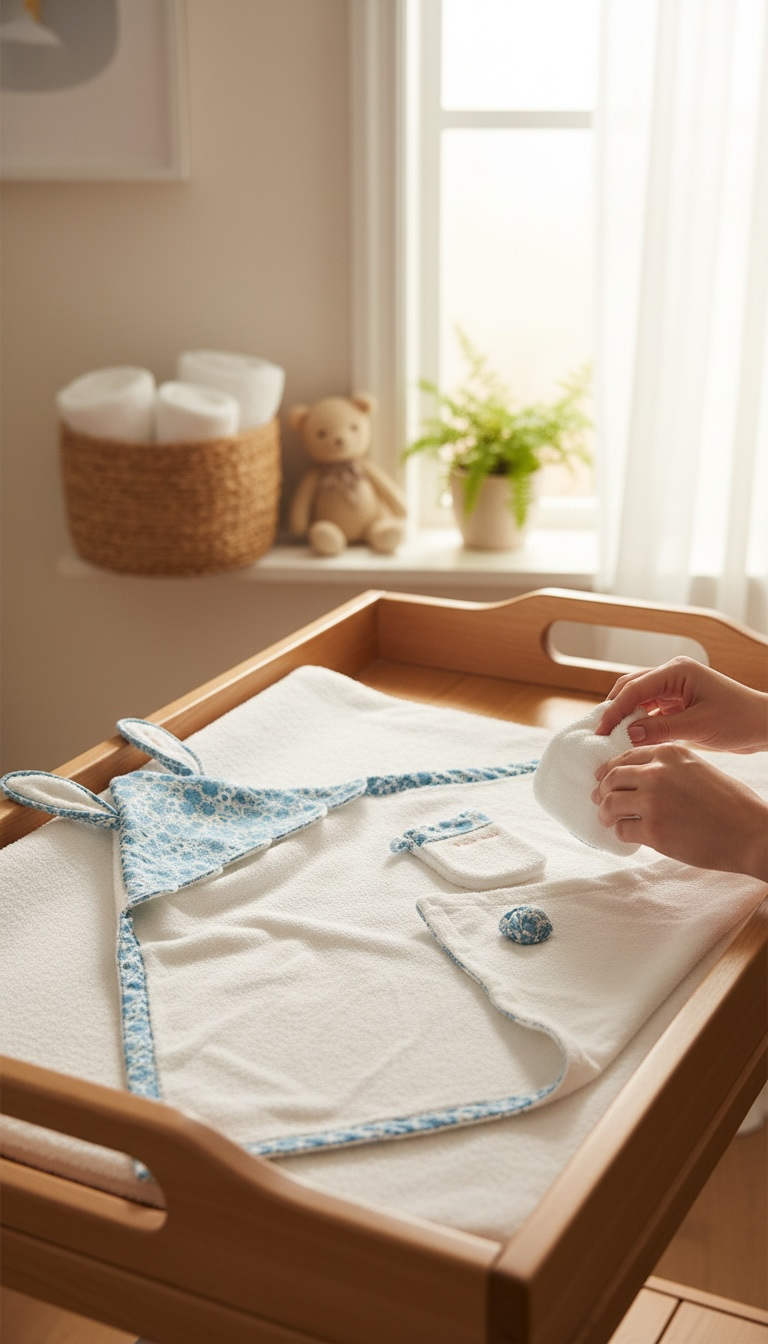 Terry cotton bath towel and mitt set