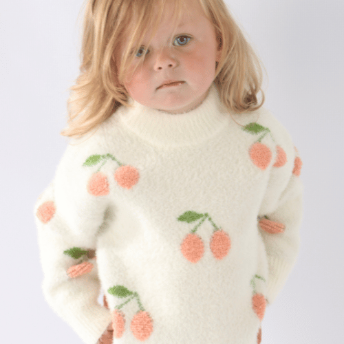 Frosted Cherry Teddy Sweater — Sample