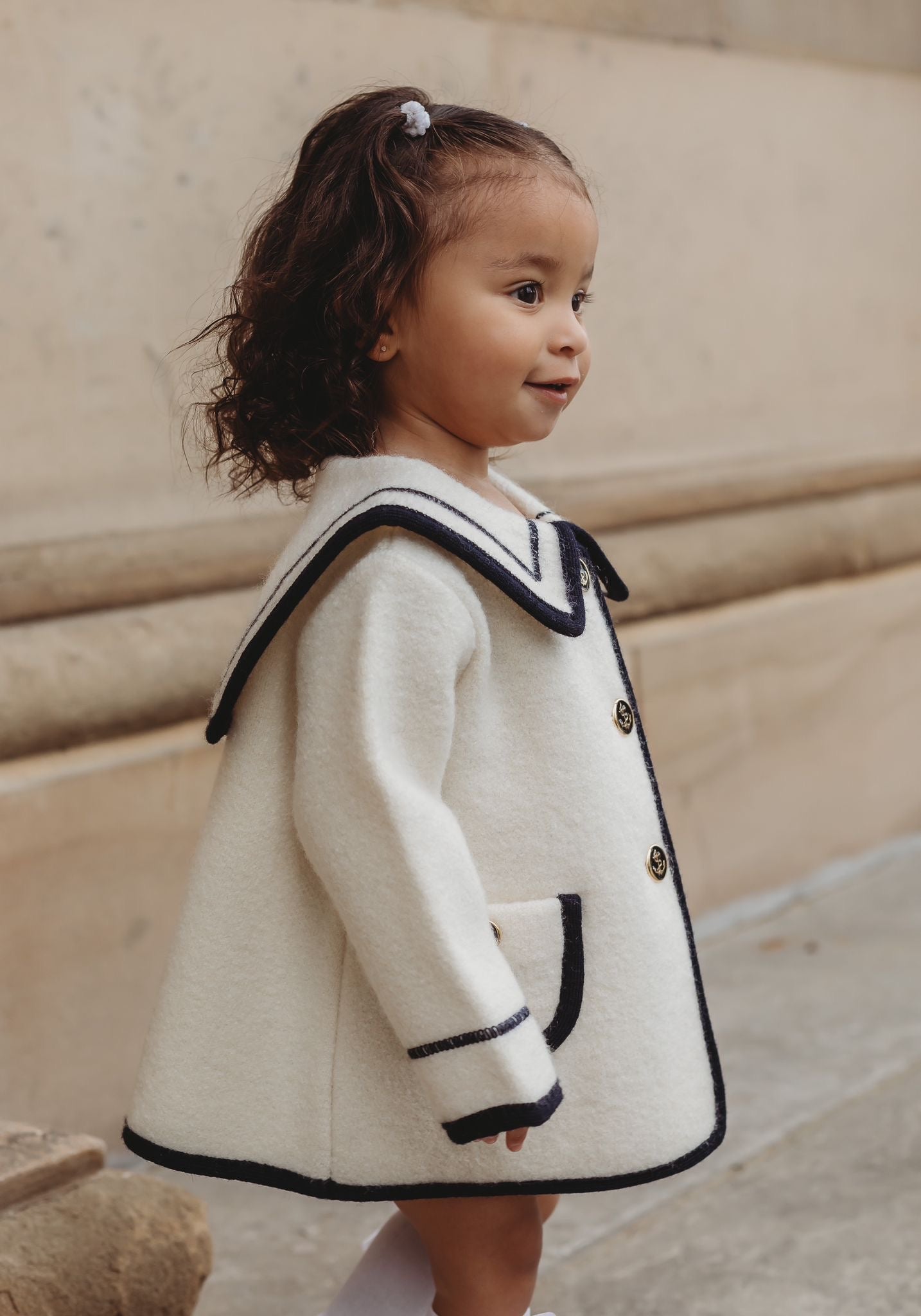 Marae Ivory Merino Wool Sailor Coat - Rose & Albert