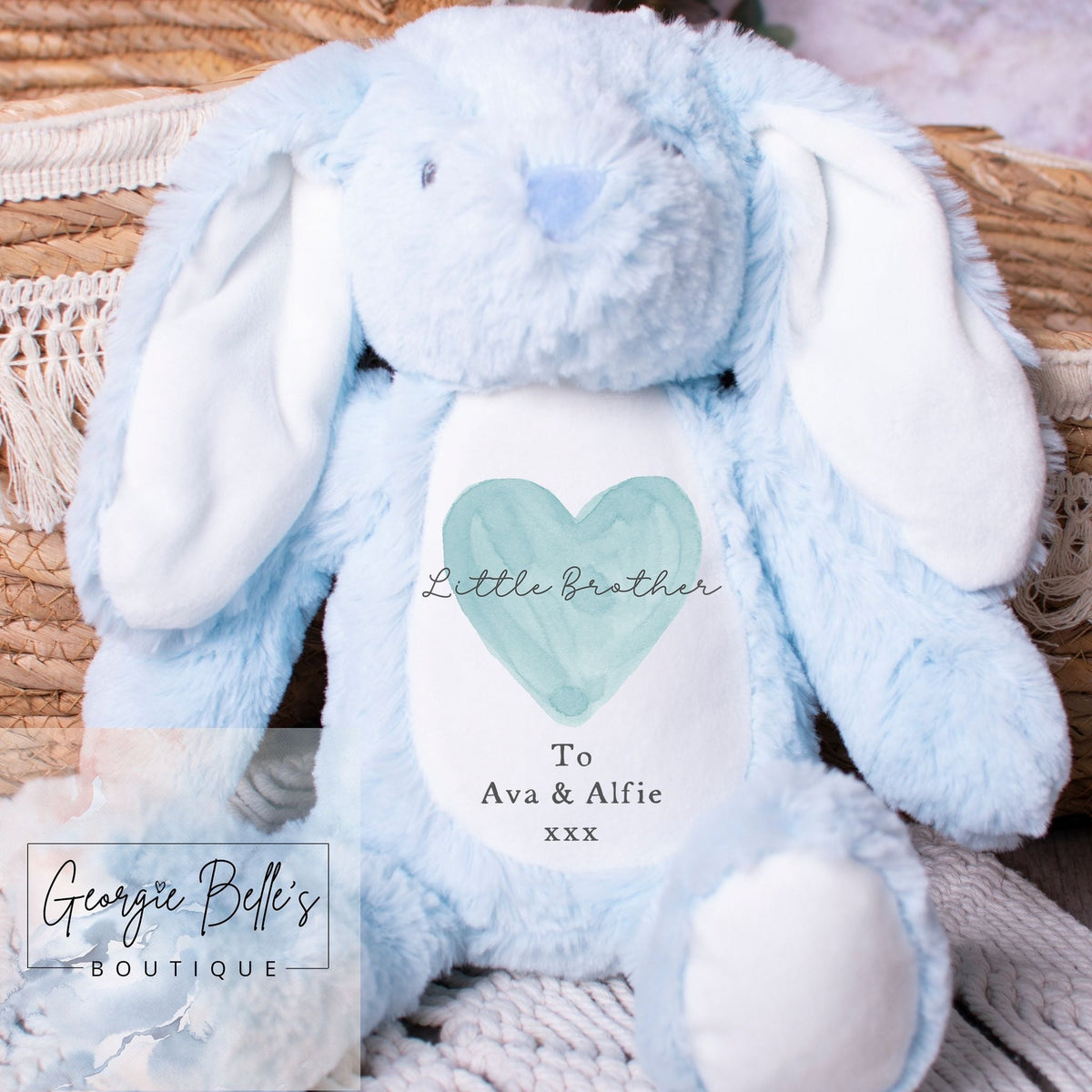 Personalised Announcement Vest / Babygrow - Blue Heart Btother Design