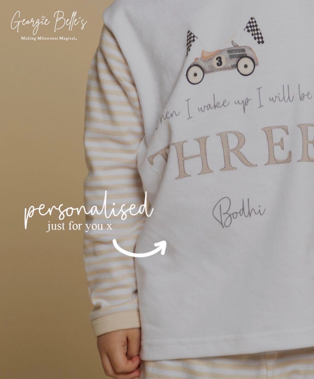 Personalised Red Stripe Birthday Pyjamas - Fairy Number Design