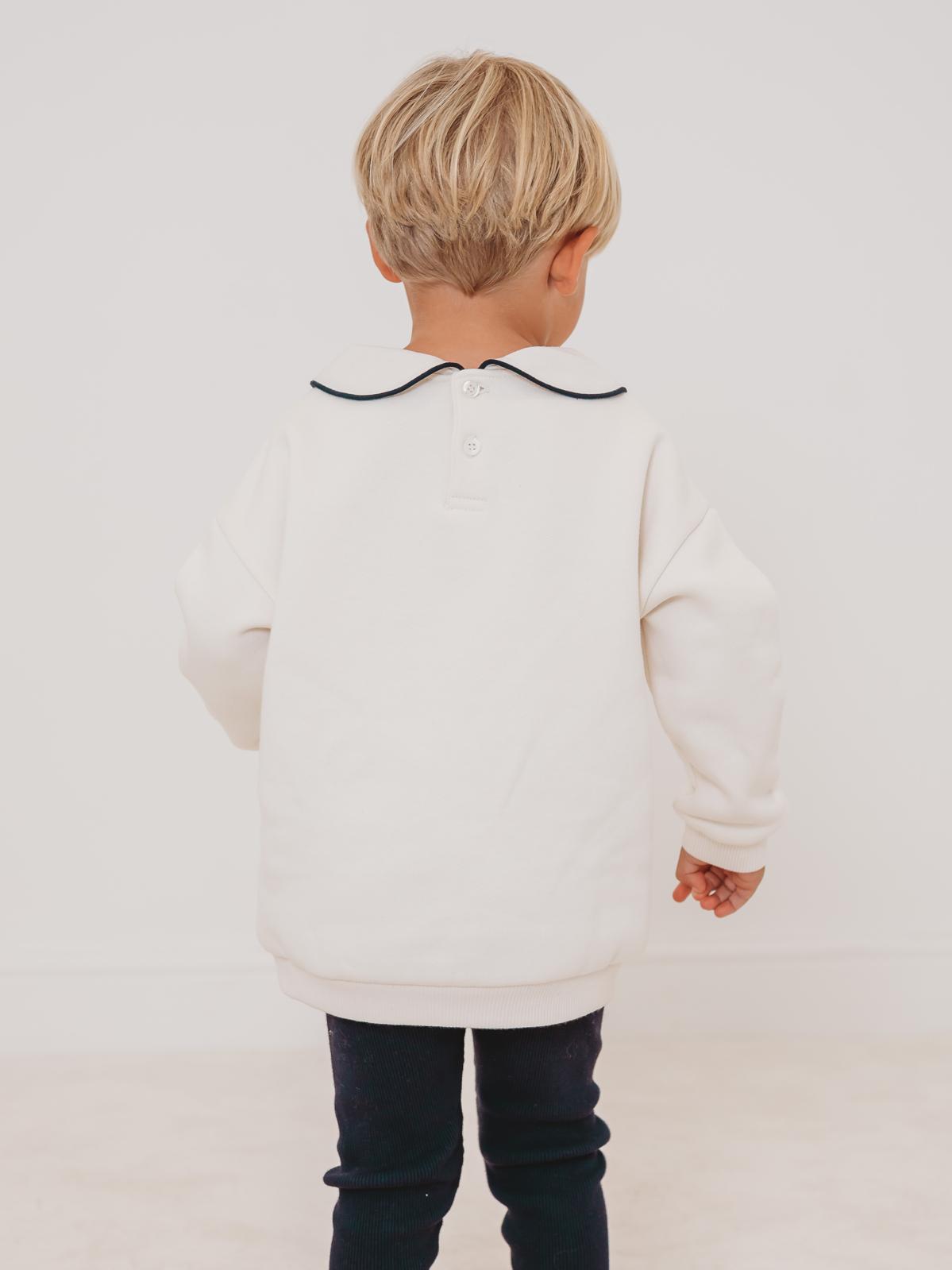 'Ari' Ivory peter pan collar sweatshirt & navy ribbed legging set - Rose & Albert
