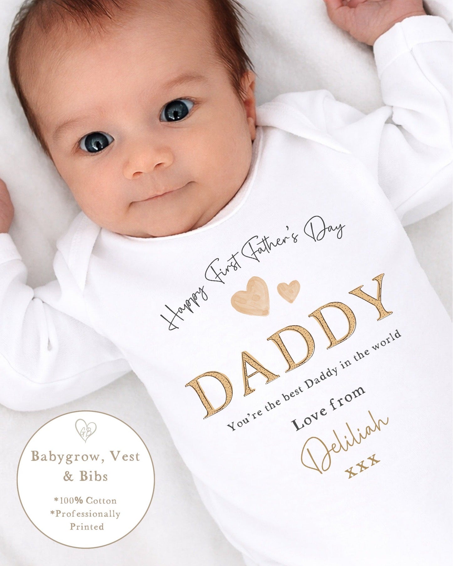 Personalised My First Father's Day Baby Vest / Babygrow - Nude Word Design