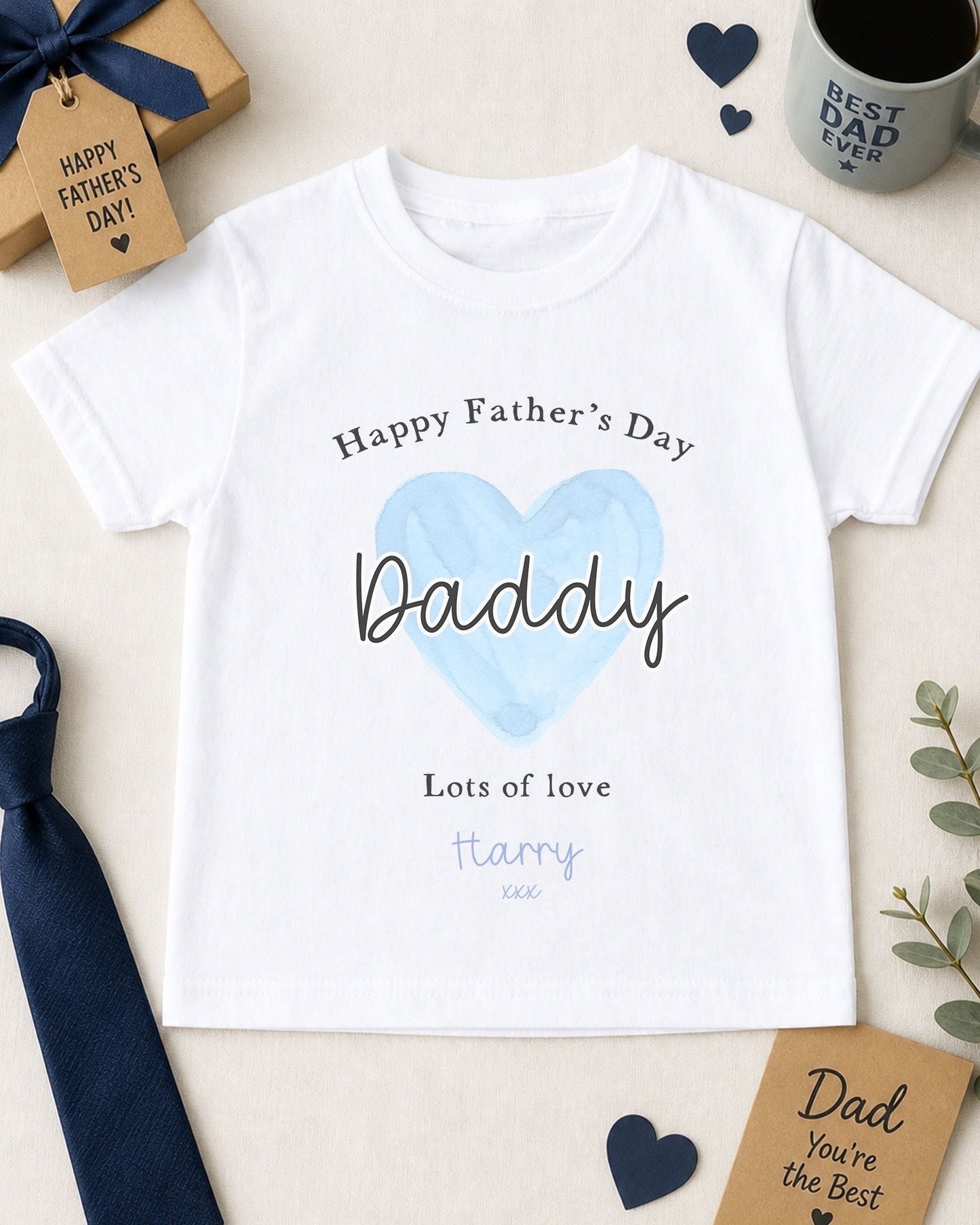 Father's Day T-Shirt - Blue Heart Design