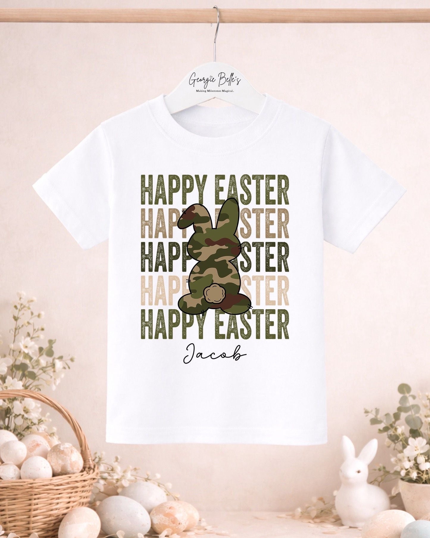 Personalised Easter T-Shirt - Camo Bunny Design (Copy)