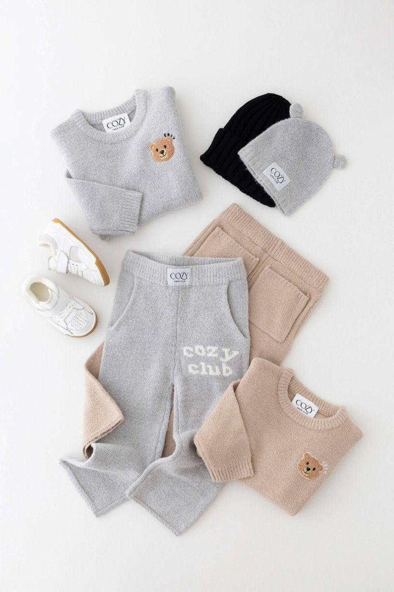 The Cozy Cub Knit Set Grey - Cozy Crew Club