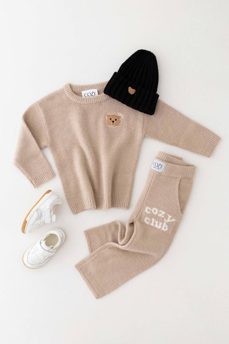 The Cozy Cub Knit Set Taupe Brown - Cozy Crew Club