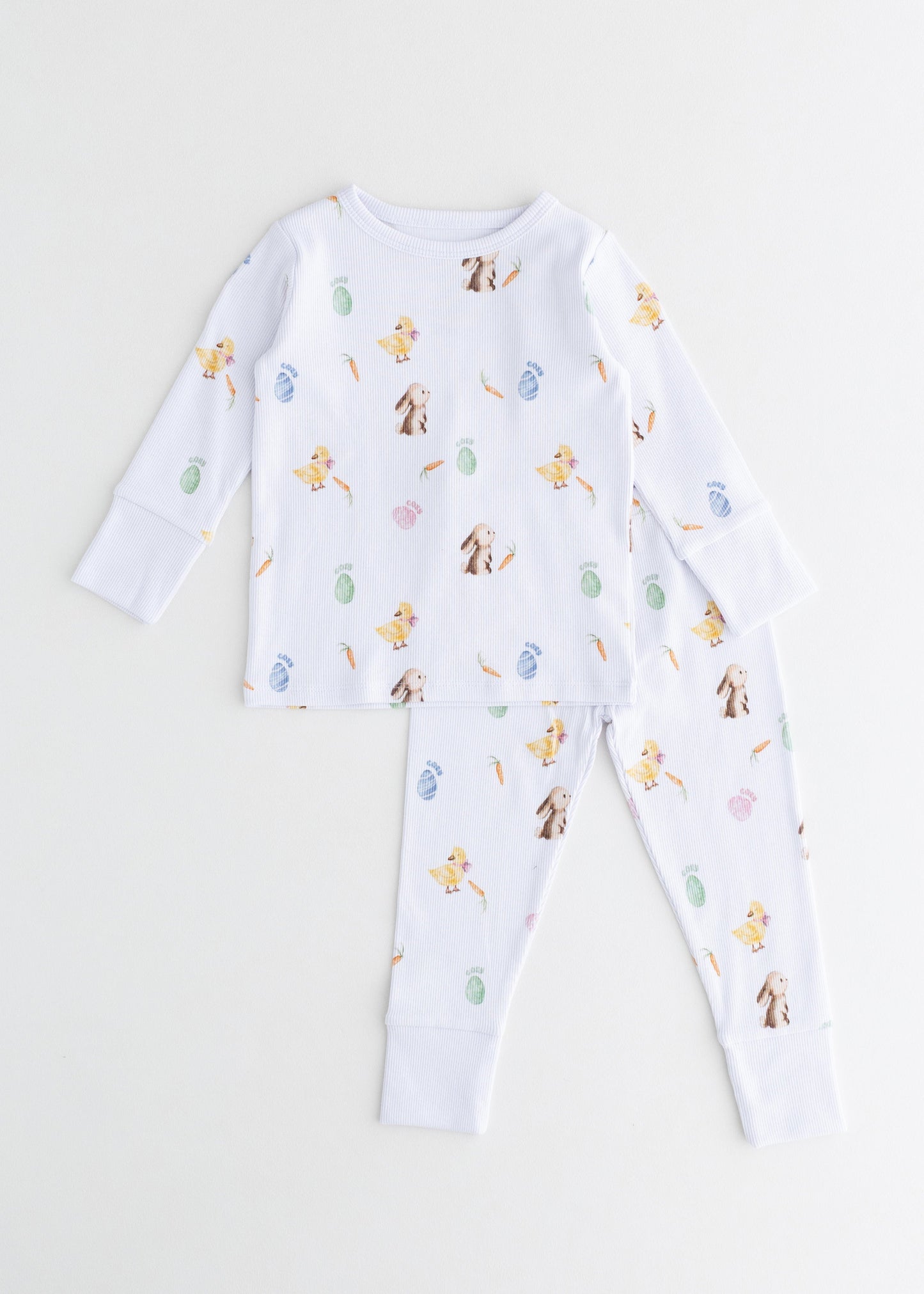The Cozy Hop Ribbed Cotton Two Piece Set Long Sleeve Pyjamas