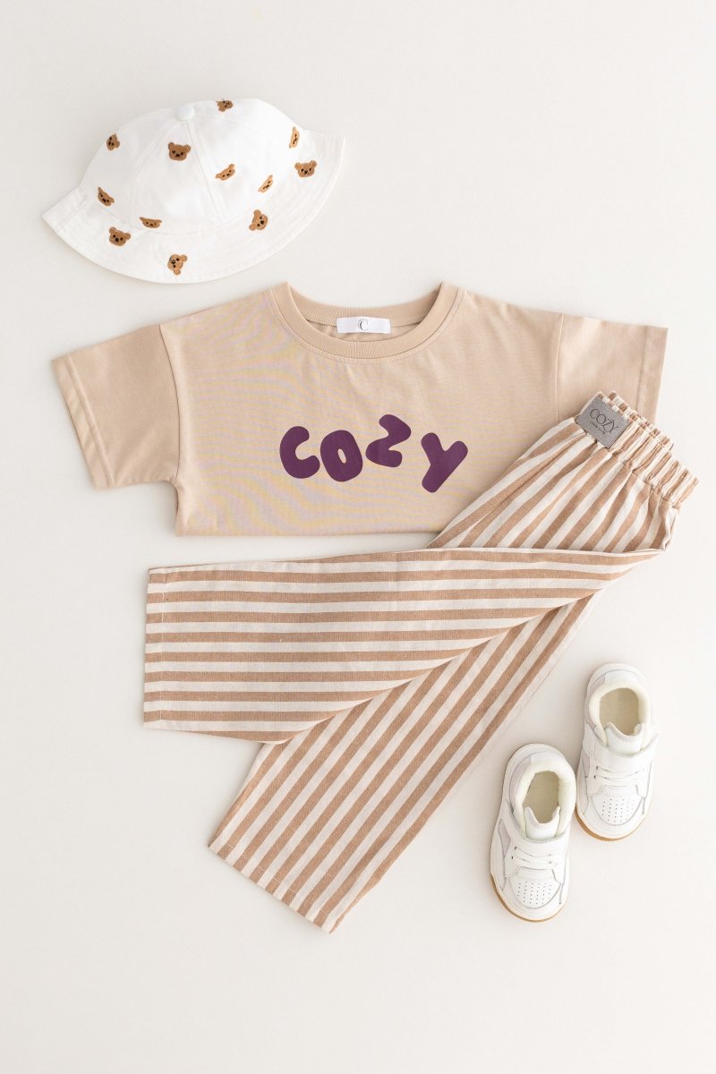Cozy Crew Club Stripe Pants (Beige) Cozy Crew Club Pants mora-uk.myshopify.com cozy-crew-club-stripe-pants-beige   All Products, aw25, BFCM-NEW20, CHILDSPLAY, navy, nonpersonalised, TOPS, ultracozy, whatnot, wholesale, wholesale-int
