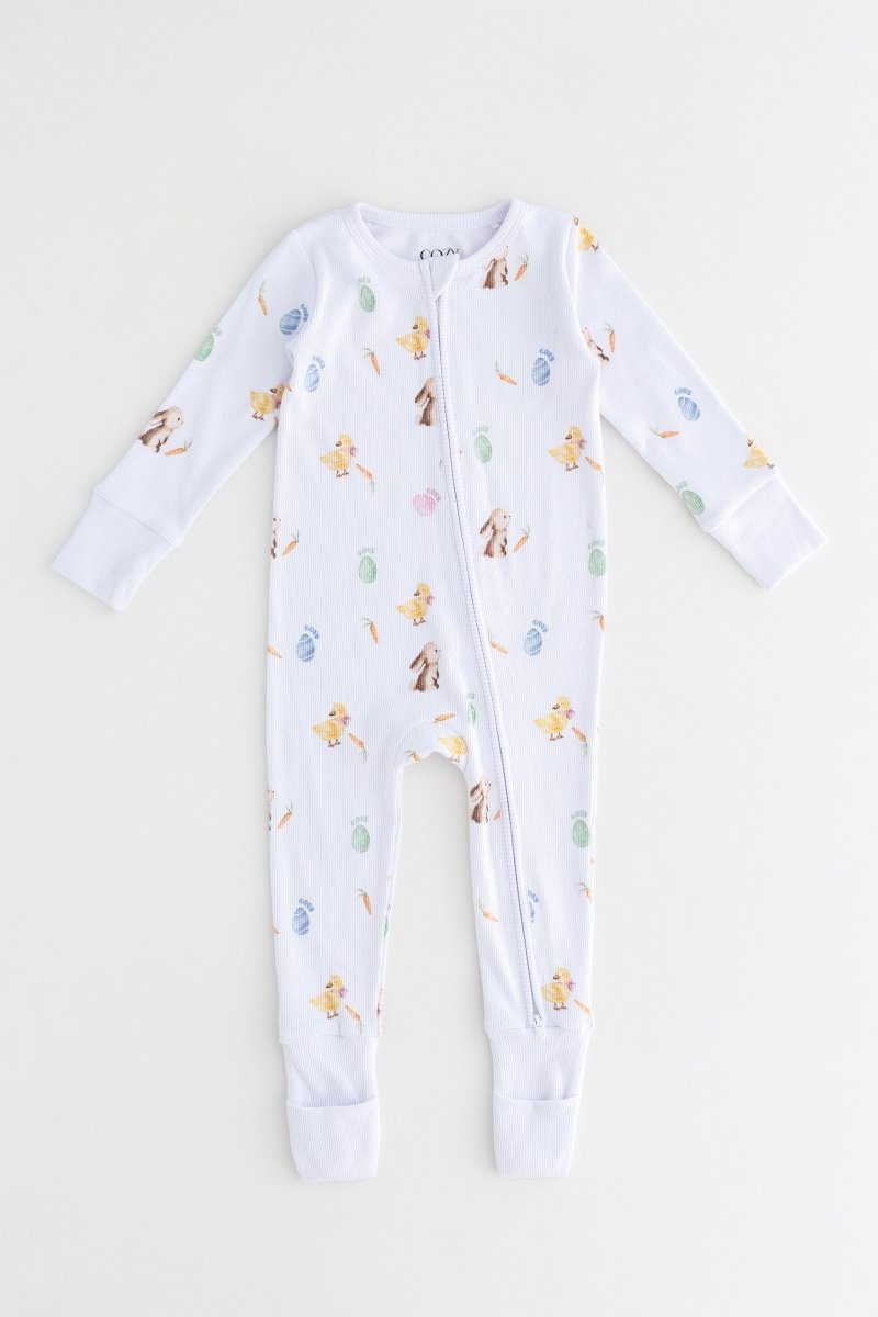 The COZY Hop Sleepsuit Ribbed Cotton Zip One Piece - Cozy Crew Club