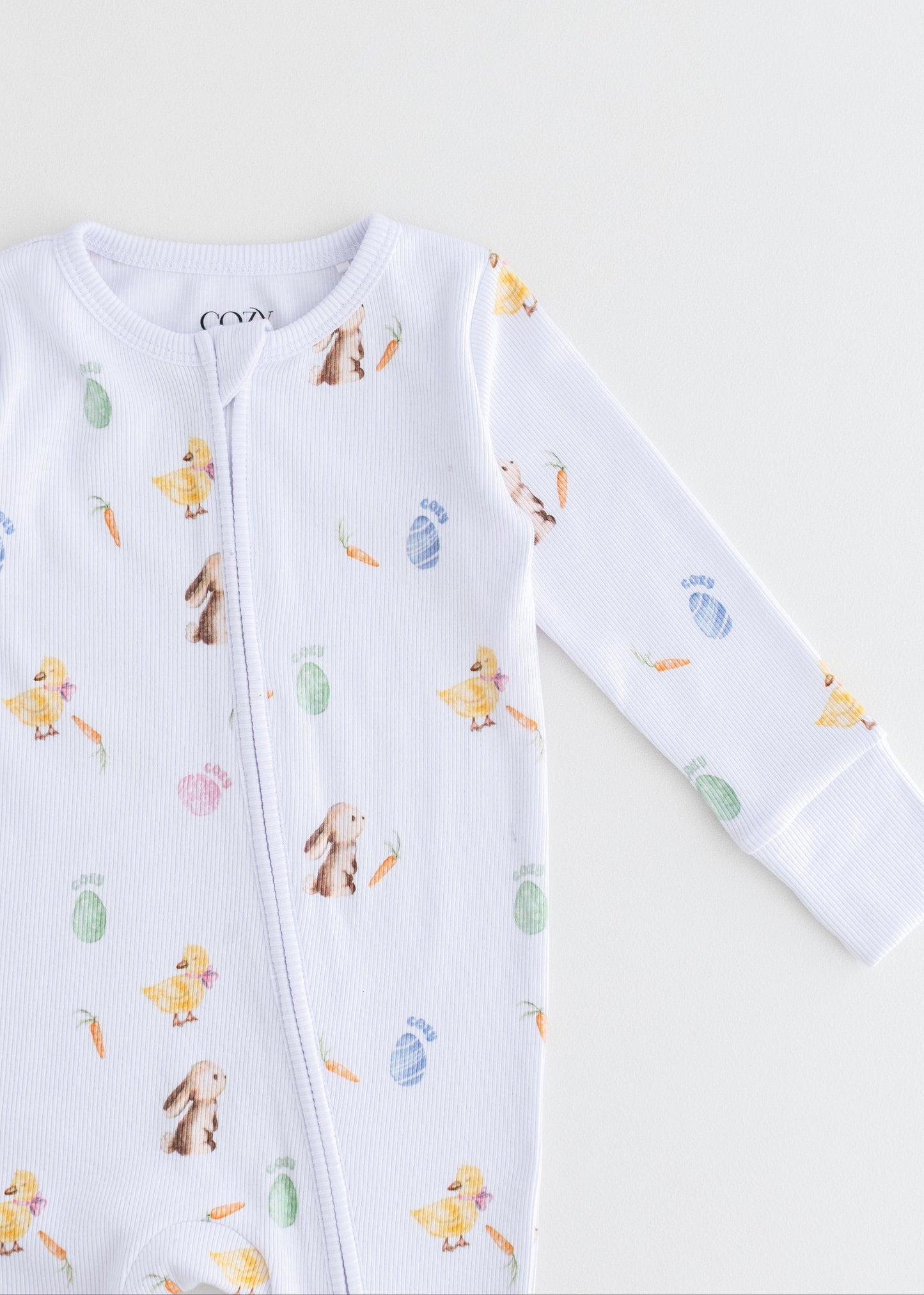 The Cozy Hop Sleepsuit Ribbed Cotton Zip One Piece
