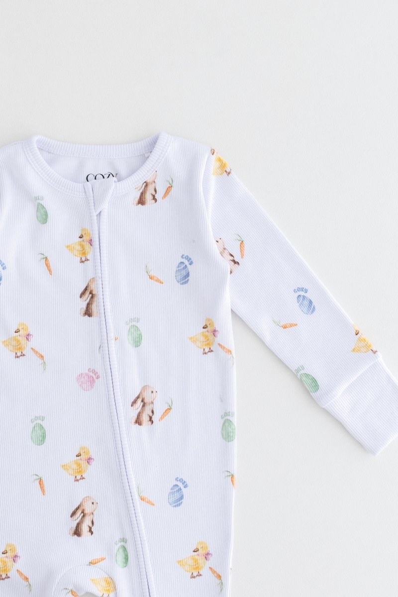 The COZY Hop Sleepsuit Ribbed Cotton Zip One Piece - Cozy Crew Club