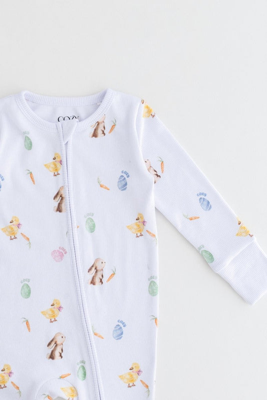 The COZY Hop Sleepsuit Ribbed Cotton Zip One Piece - Cozy Crew Club