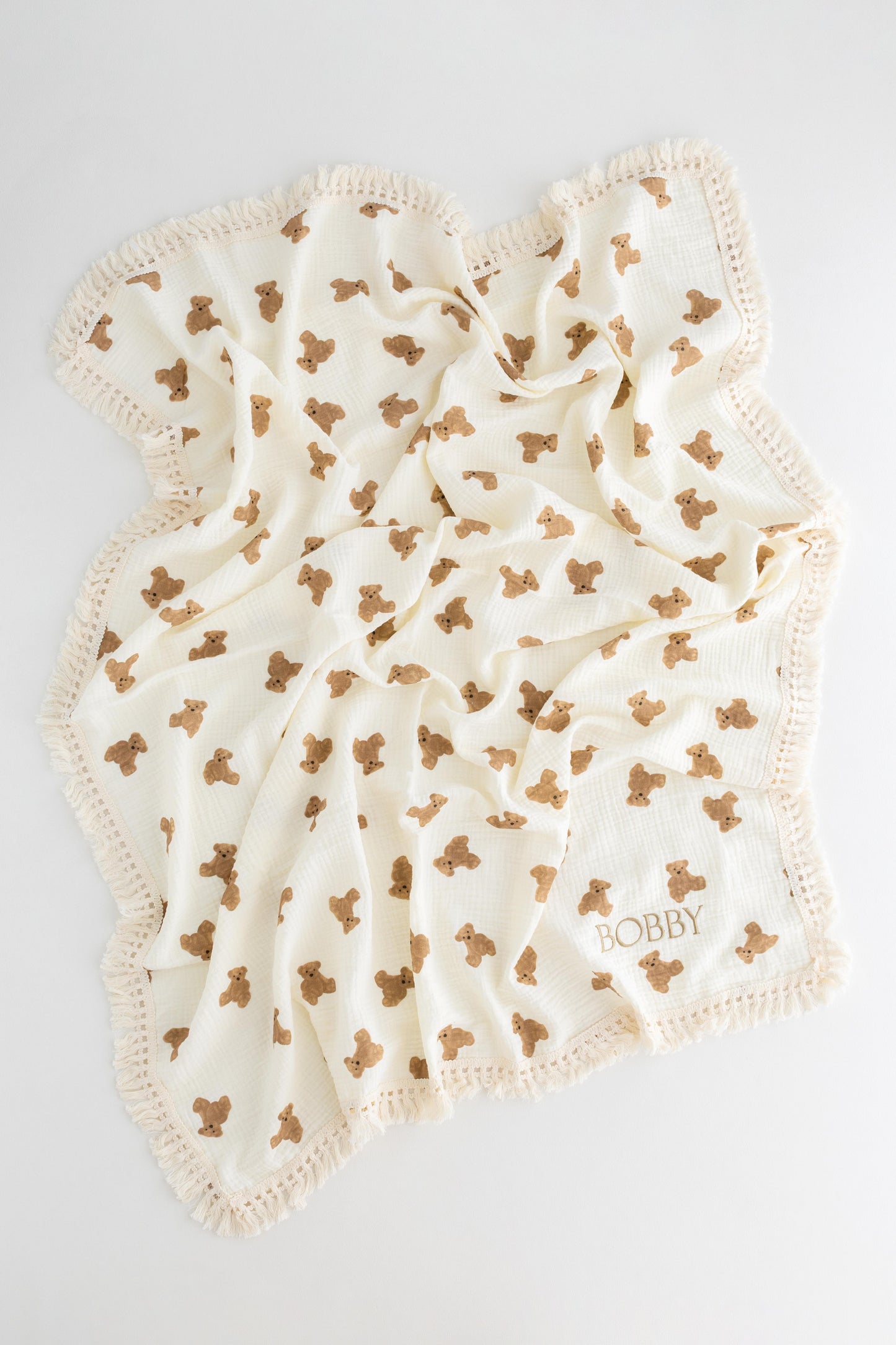 The Bear Muslin Frill Blanket Swaddle