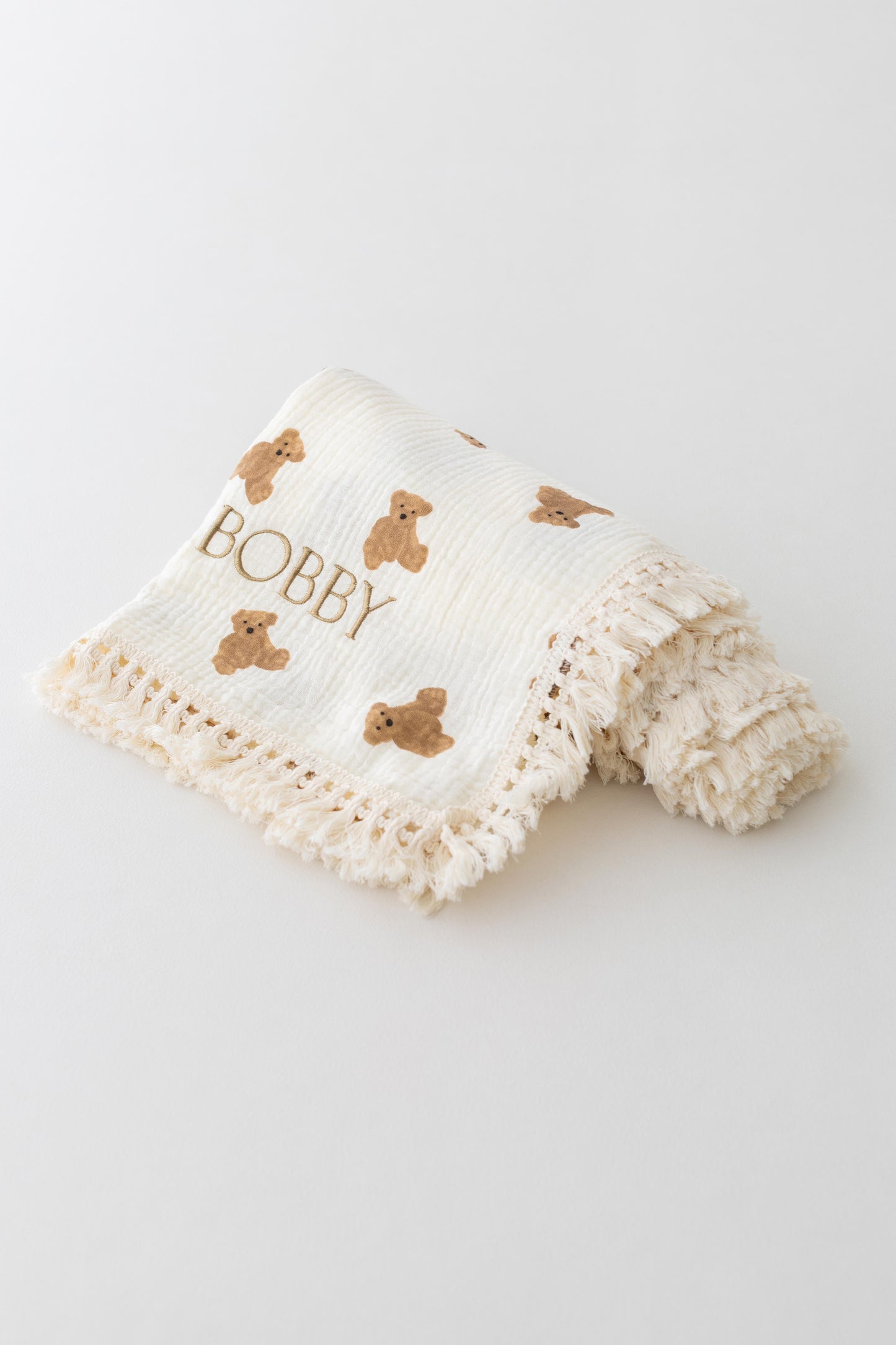 The Bear Muslin Frill Blanket Swaddle