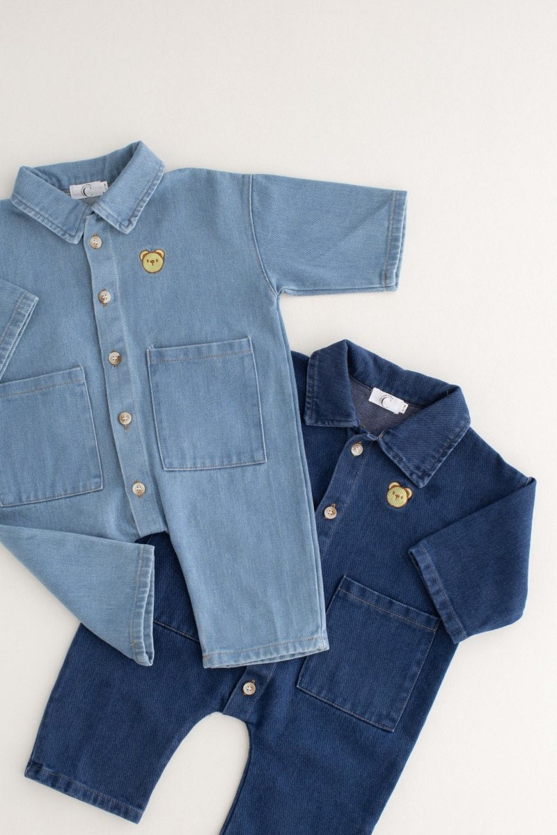 Bear Denim Piece Light or Dark Denim - Cozy Crew Club