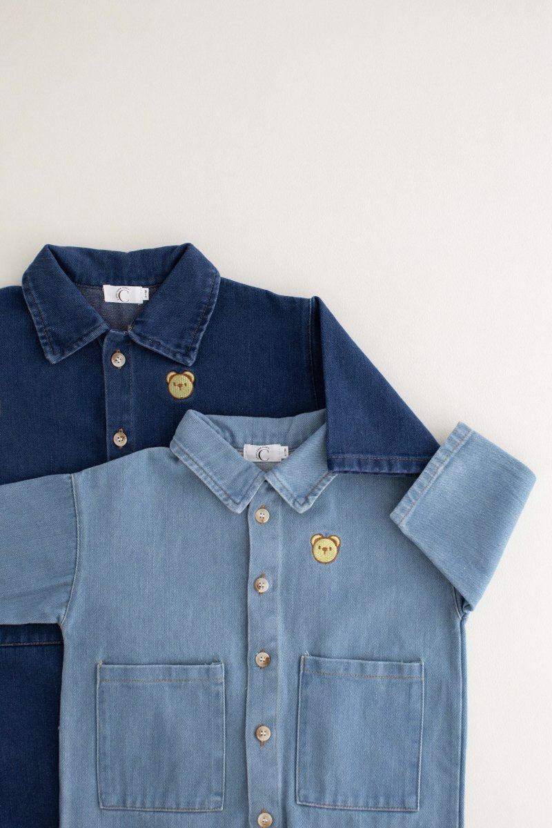 Bear Denim Piece Light or Dark Denim - Cozy Crew Club
