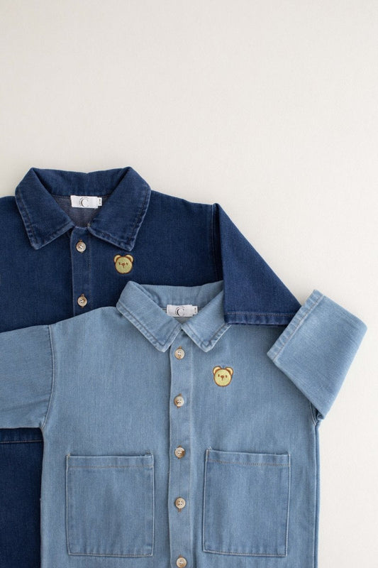 Bear Denim Piece Light or Dark Denim - Cozy Crew Club