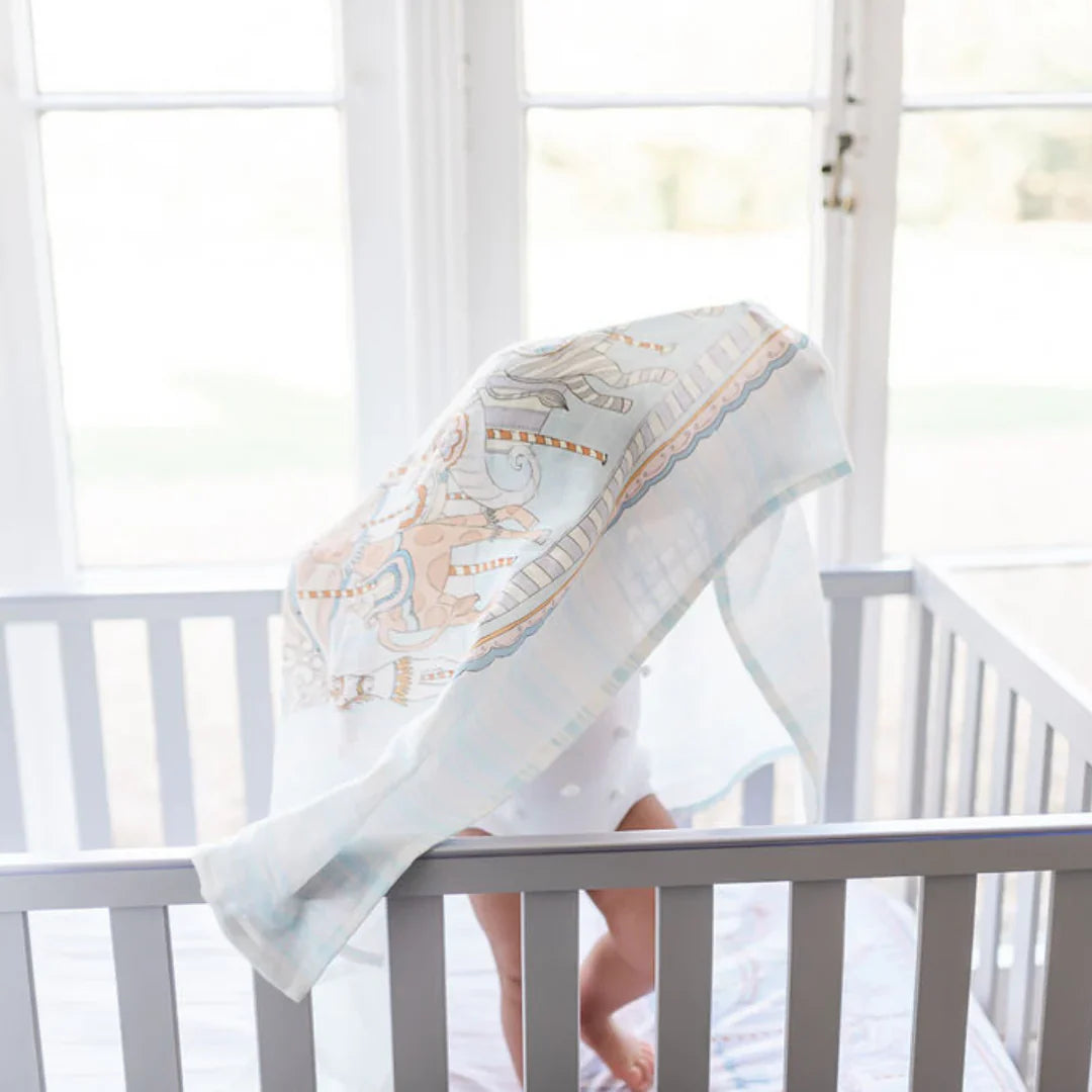 The Gilded Bird 'Carousel' XL Muslin Swaddle - Rose & Albert