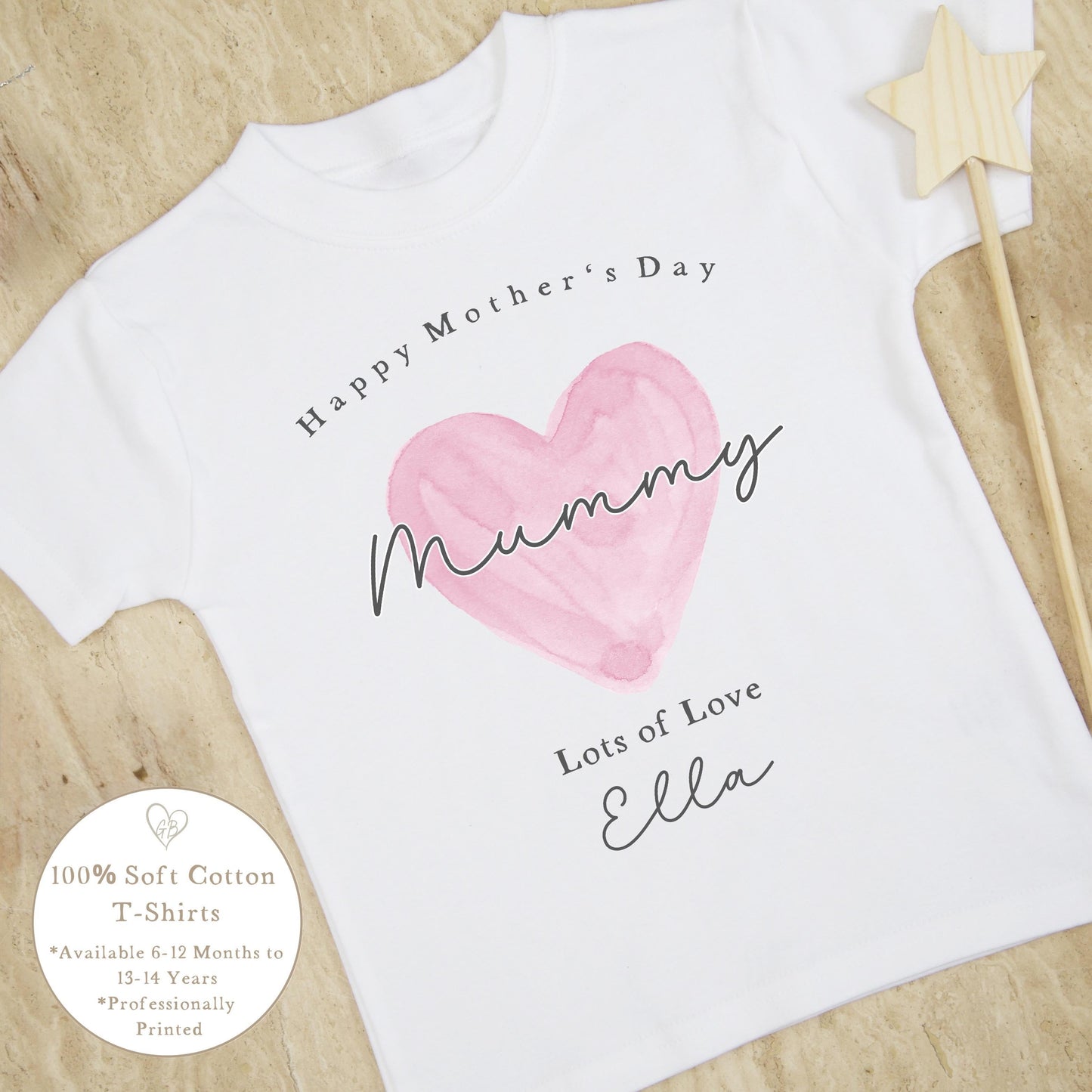 Personalised Mother's Day T-Shirt - Pink Heart Design