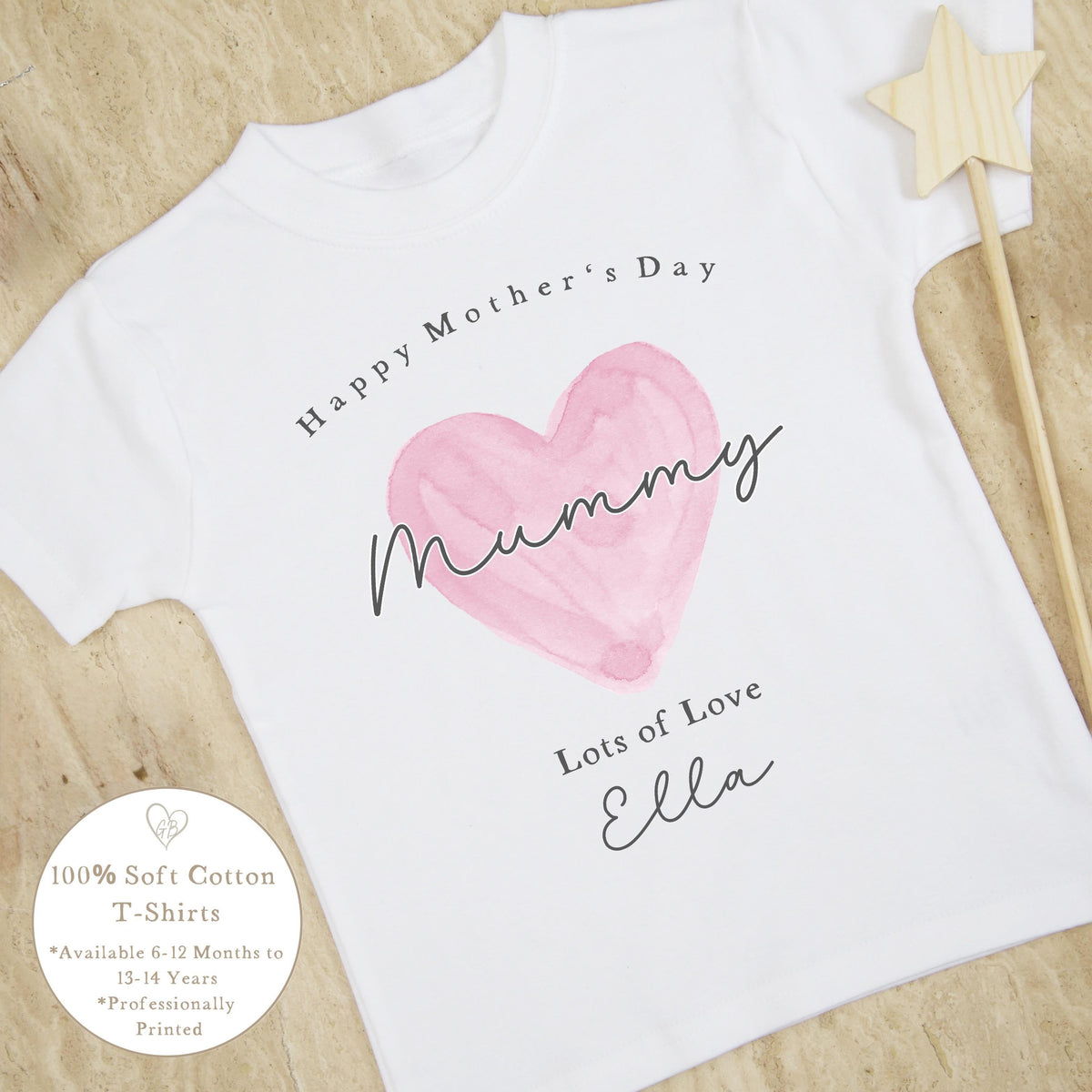 Personalised Mother's Day T-Shirt - Pink Heart Design