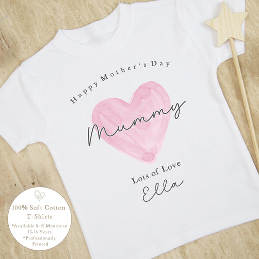 Personalised Mother's Day T-Shirt - Pink Heart Design