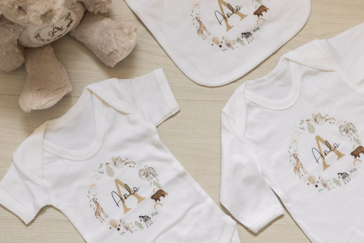 New Baby Gift Set - Nude Jungle Wreath Design