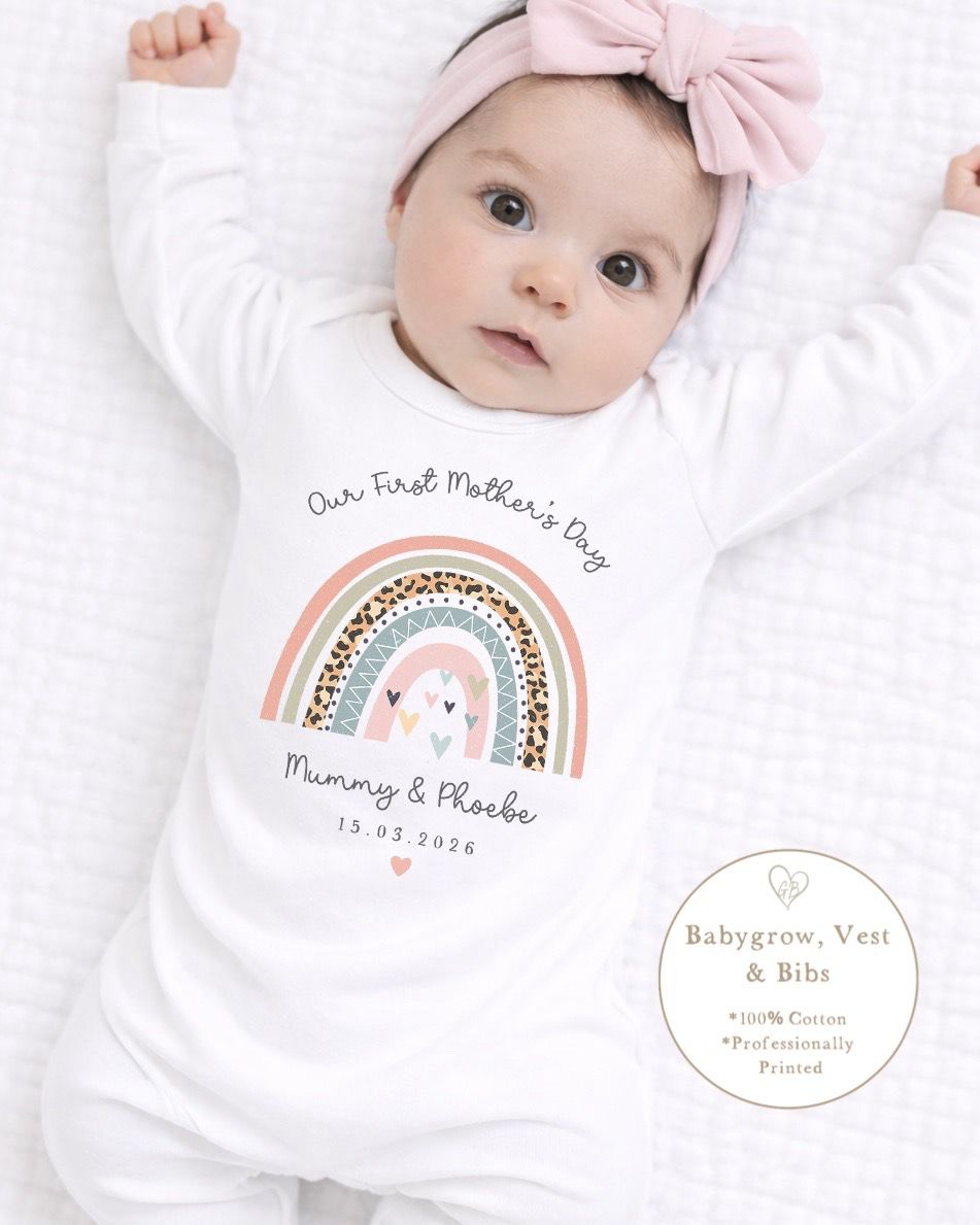 Personalised My First Mother's Day Babygrow / Short Sleeve Vest - Rainbow Design