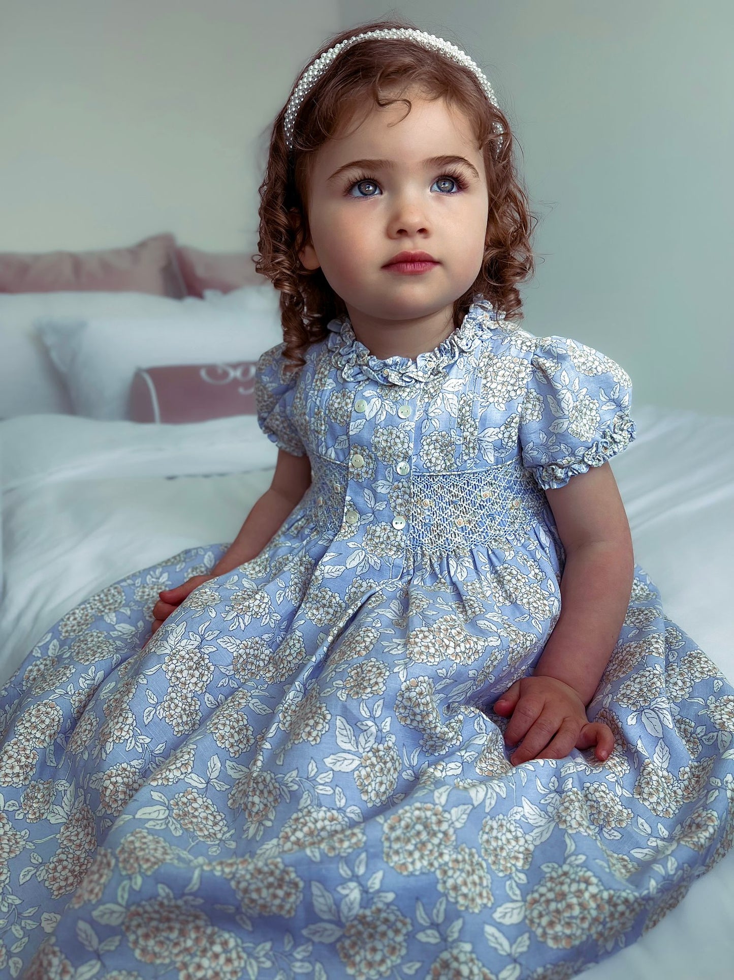 Sarah Louise Blue Hydrangea Smocked Dress - Rose & Albert