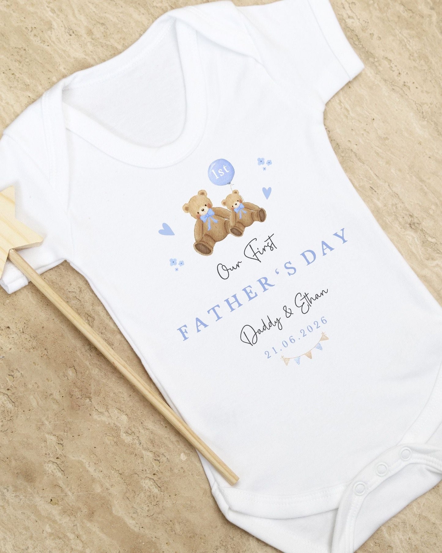 Personalised My First Father's Day Baby Vest / Babygrow - Daddy & Son Bear Design