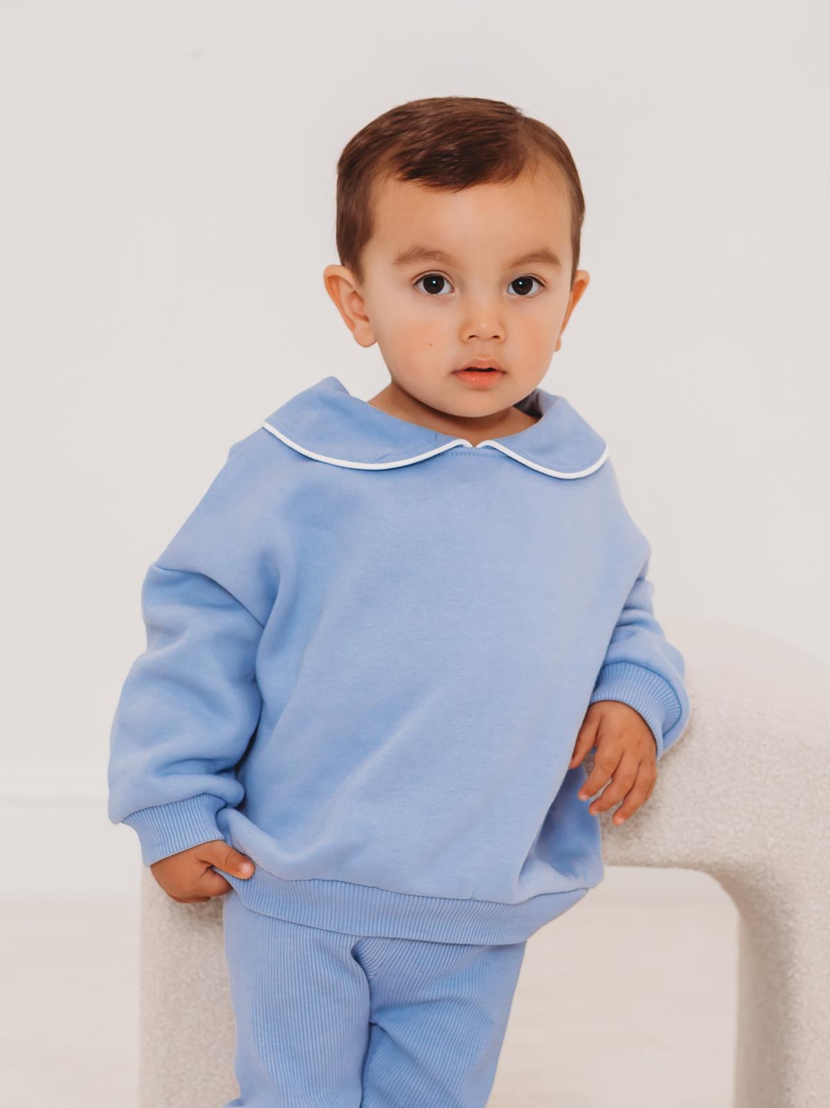'Ari' Blue peter pan collar sweatshirt & ribbed legging set - Rose & Albert