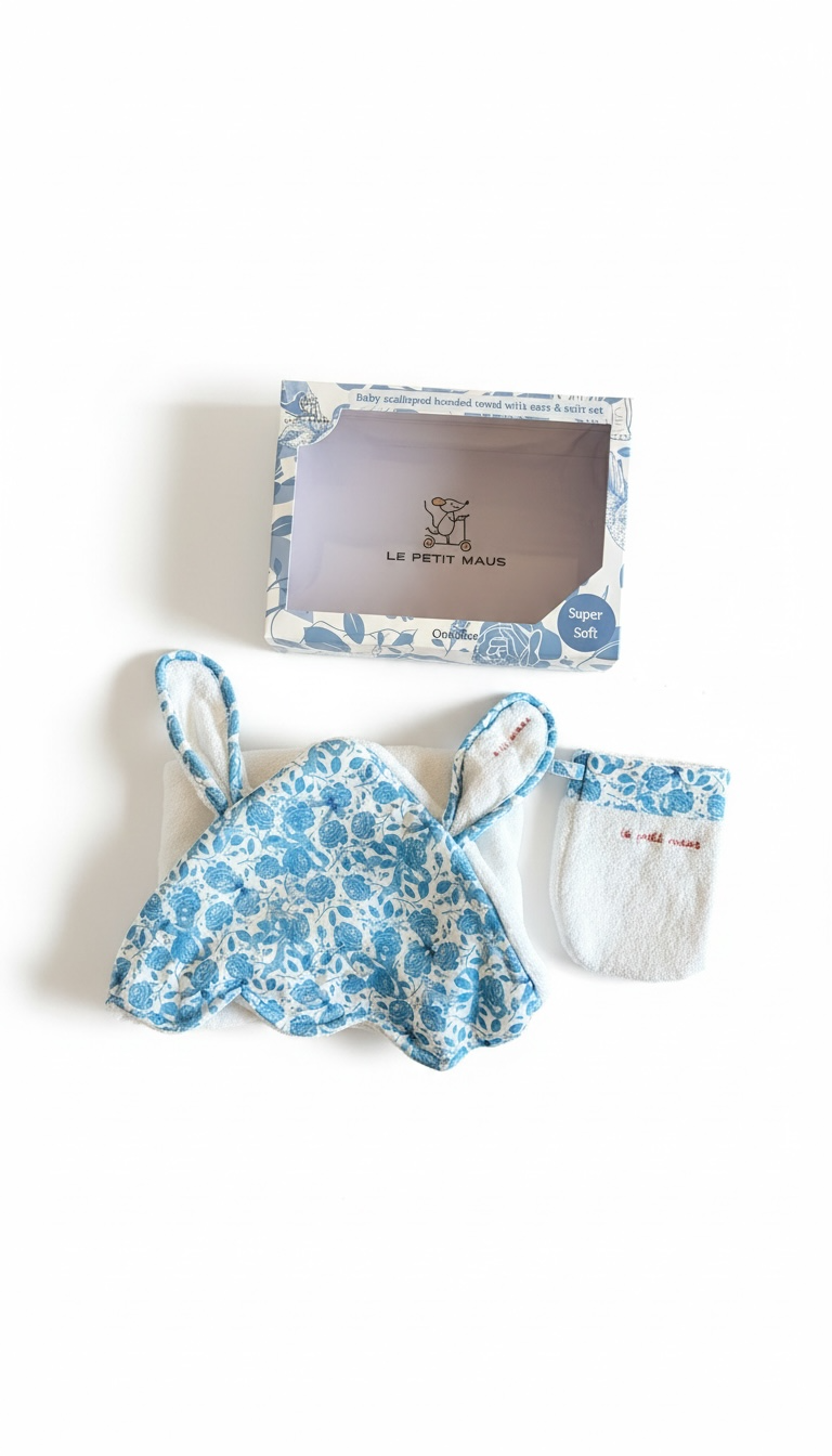 Terry cotton bath towel and mitt set