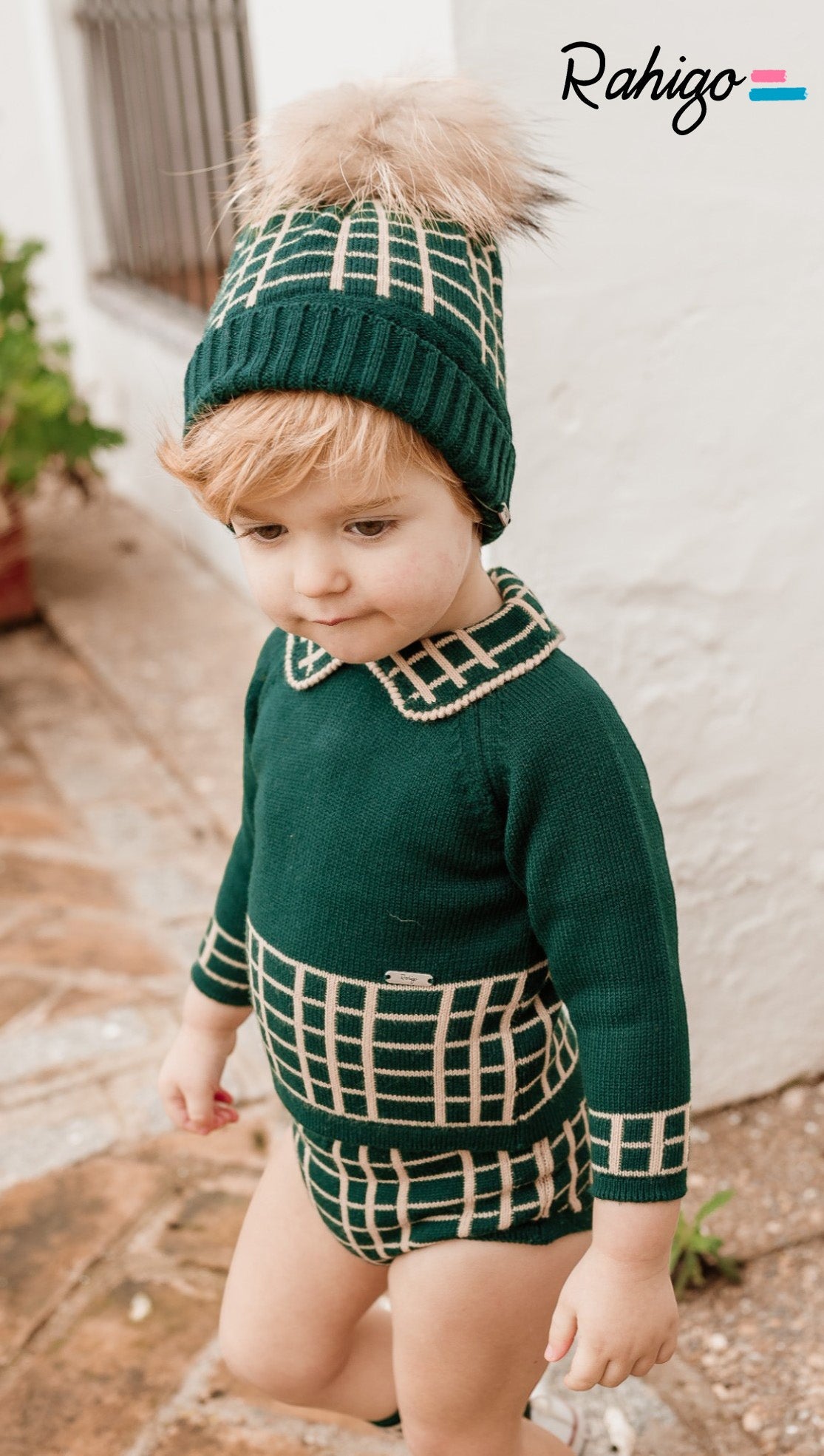 Rahigo bottle green knitted jam pant set - Rose & Albert