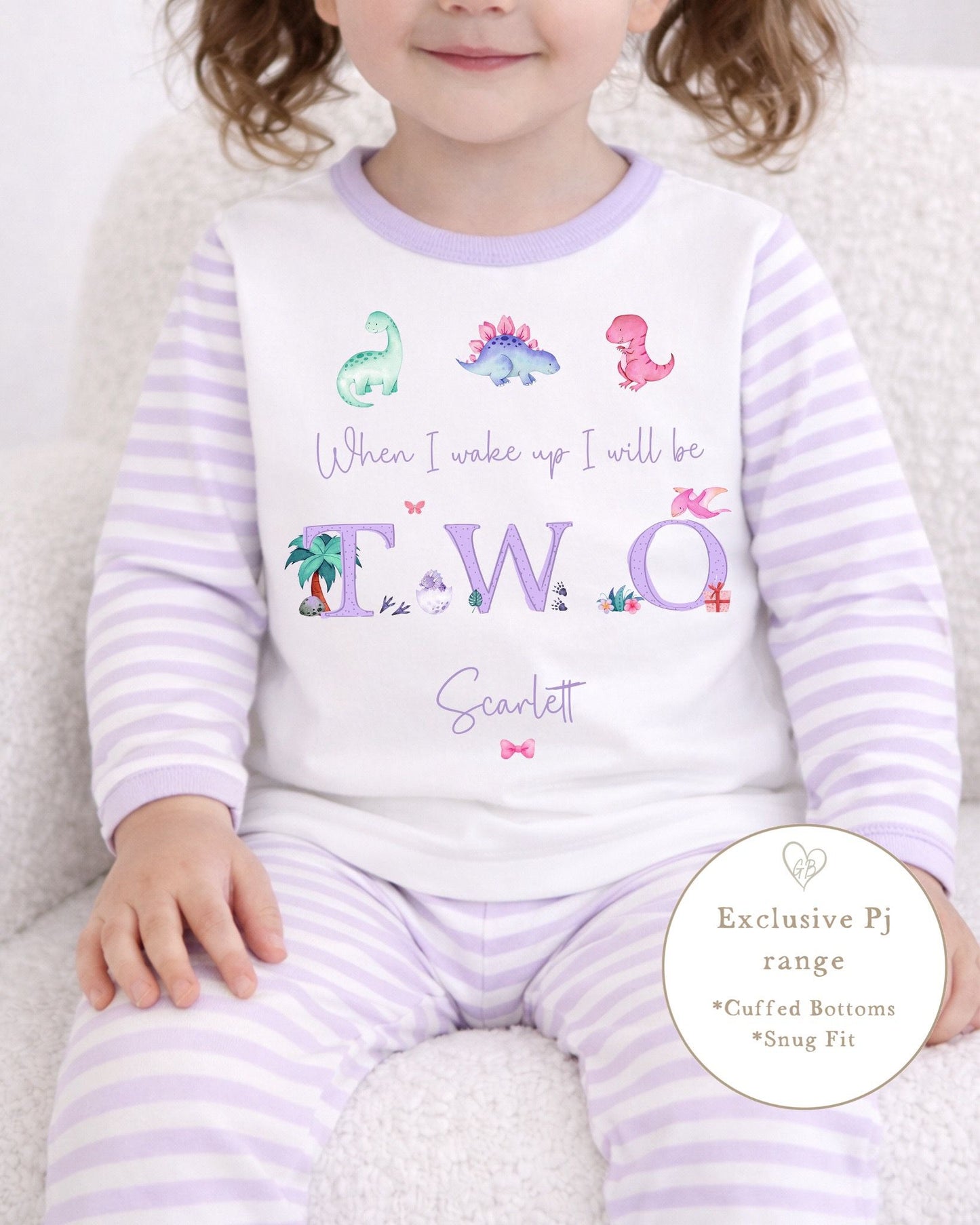 Personalised Birthday Pyjamas Dino Word Design