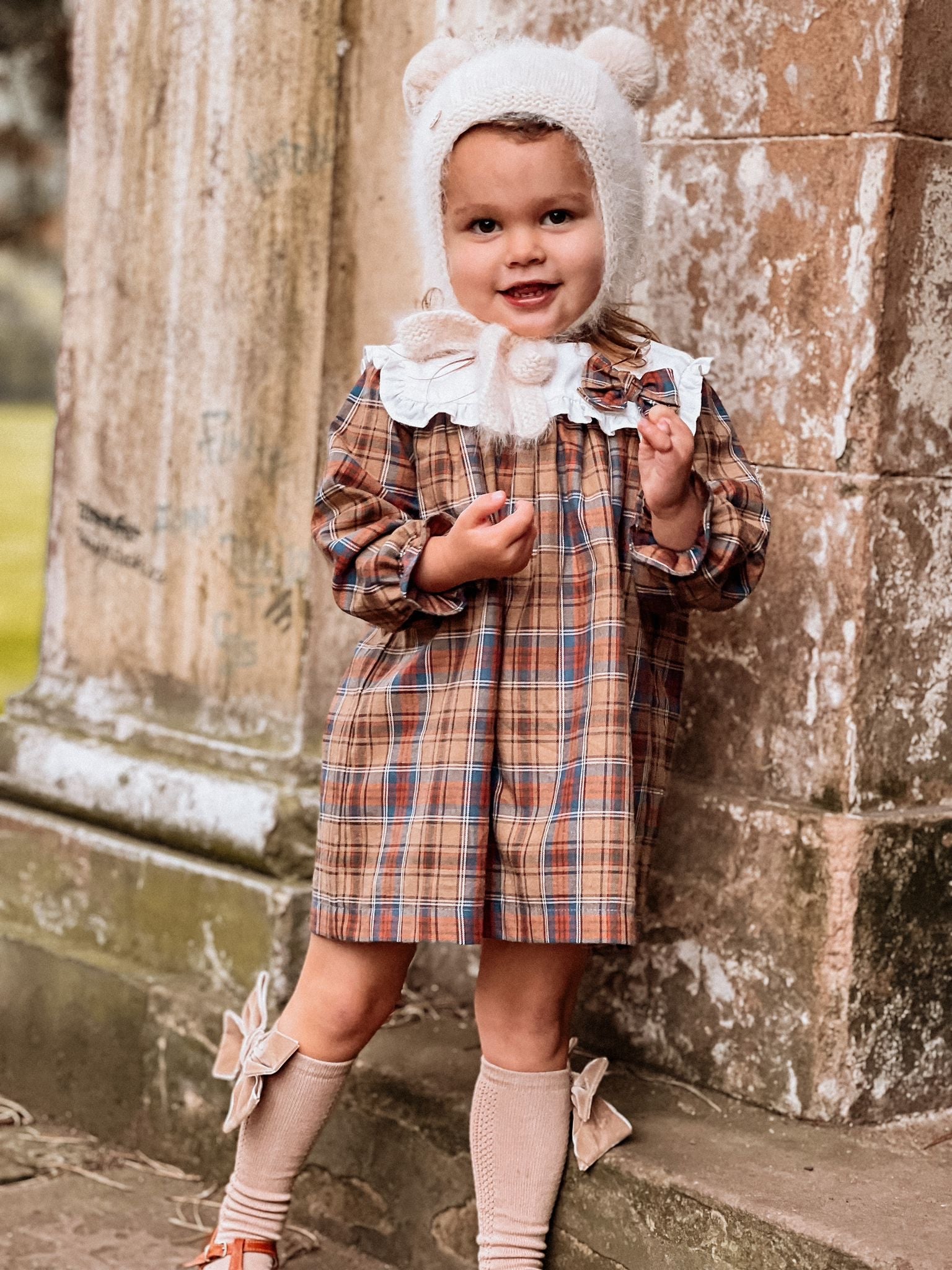 Rose and Albert Winter Check Statement Collar Dress - Rose & Albert