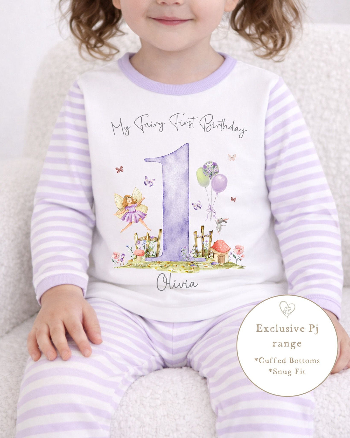 Personalised Lilac Stripe Birthday Pyjamas - My Fairy First Design