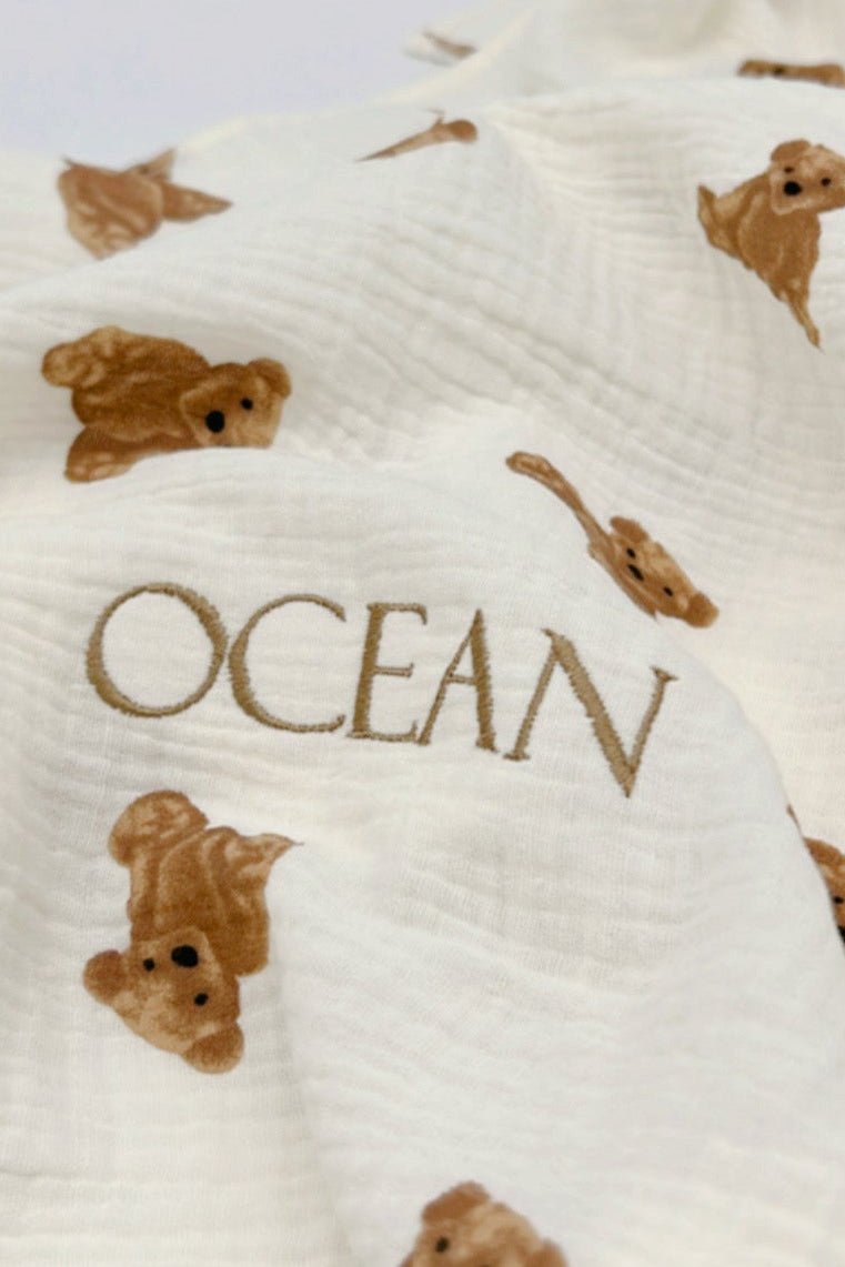 The Bear Muslin Blanket Swaddle - Cozy Crew Club