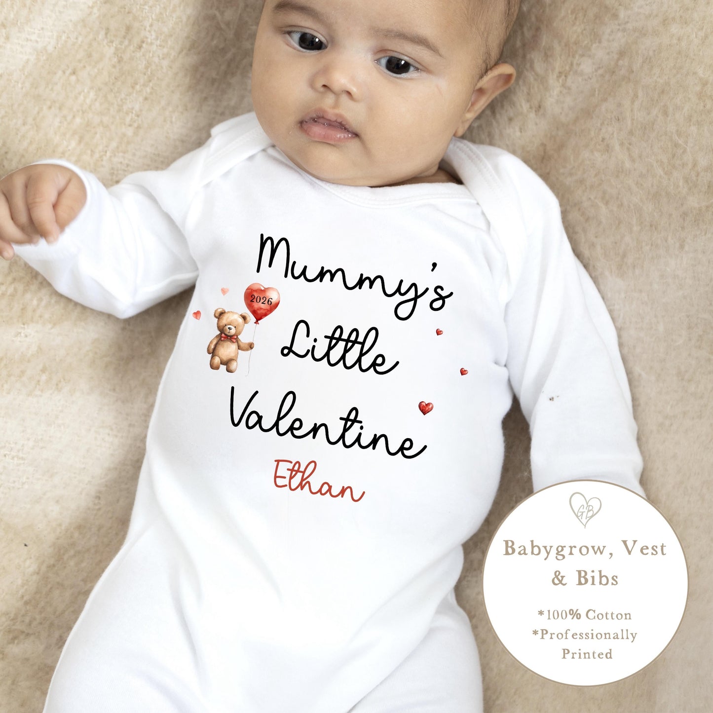 Personalised Valentine's Sleepsuit / Bodysuit - Mummy’s Little Valentine Design
