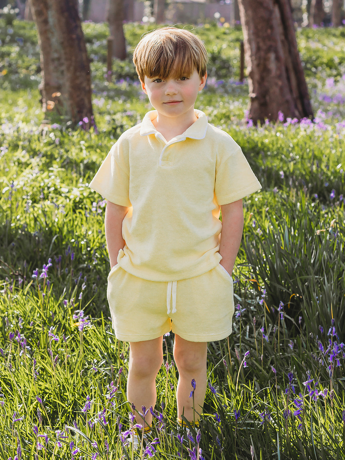 'Sidney' unisex lemon towelling short set - Rose & Albert
