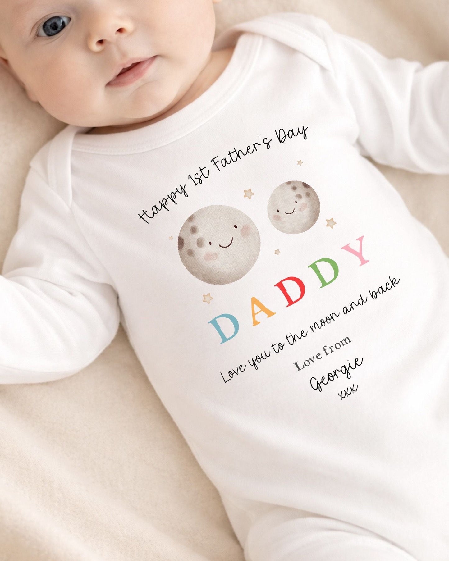 Personalised My First Father's Day Baby Vest / Babygrow - Moon Design