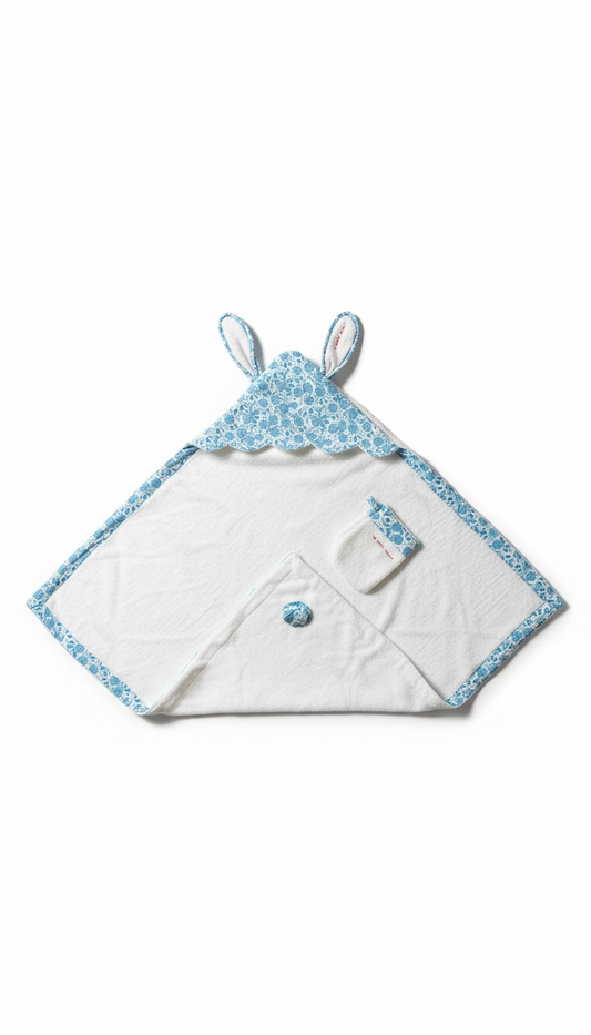 Terry cotton bath towel and mitt set