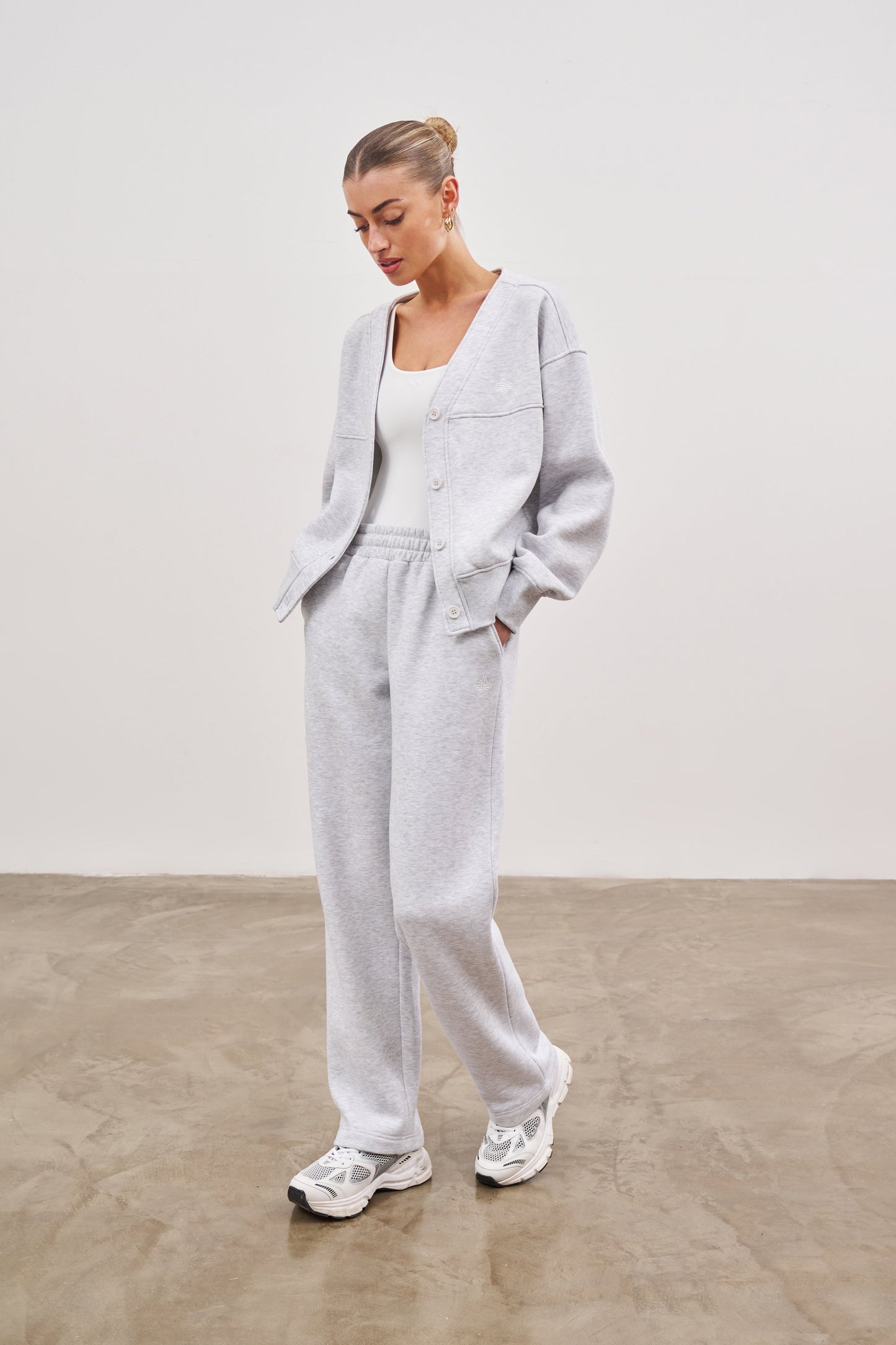 OVERSIZED JERSEY CARDIGAN - GREY MARL