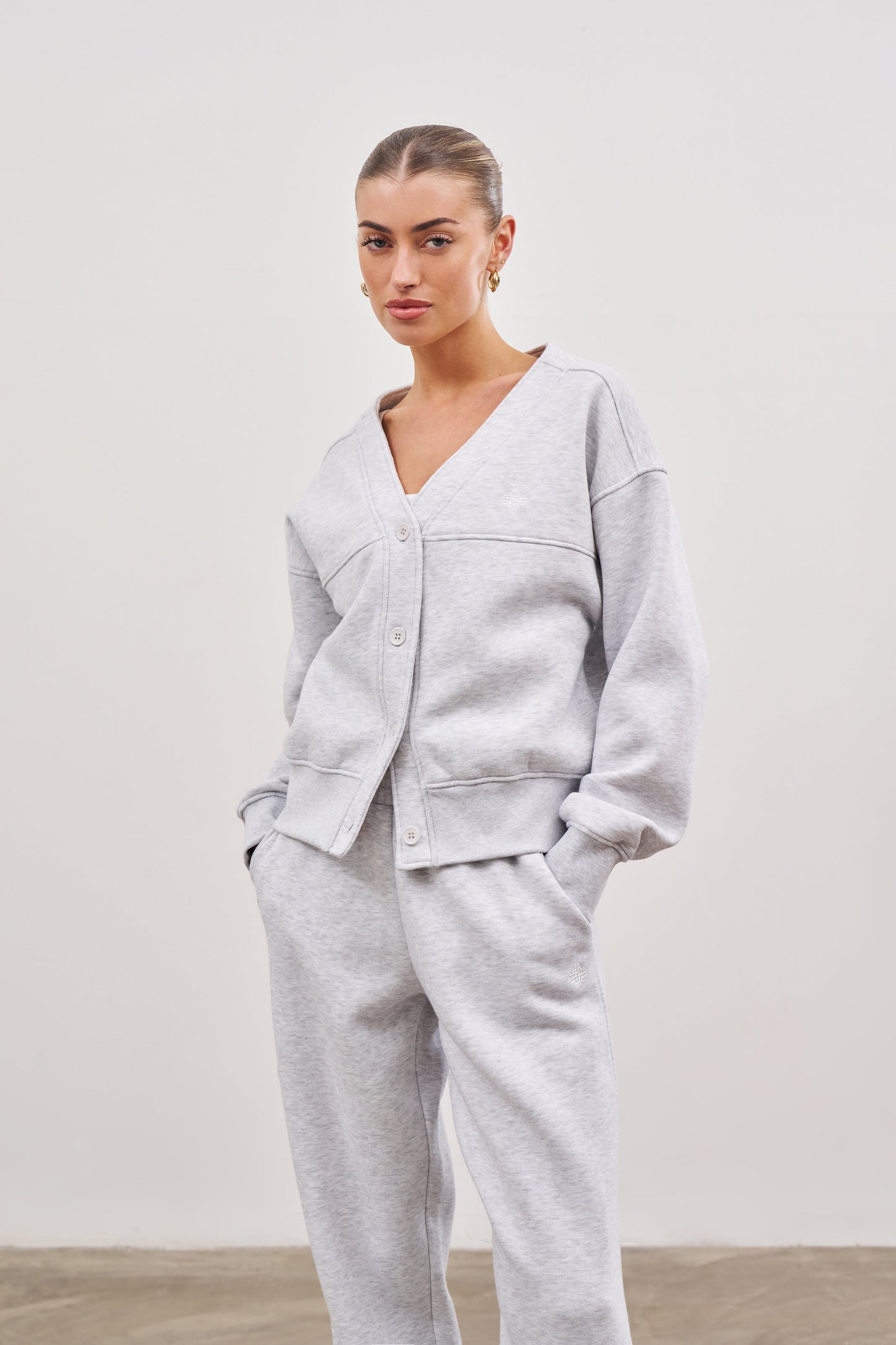 OVERSIZED JERSEY CARDIGAN - GREY MARL