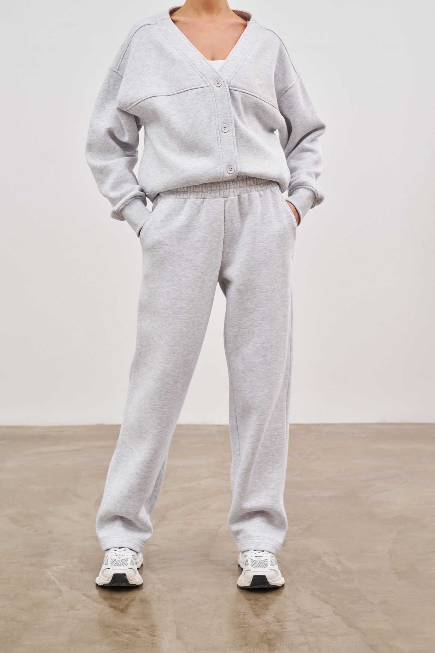 RELAXED TAPERED LEG JOGGERS - GREY MARL