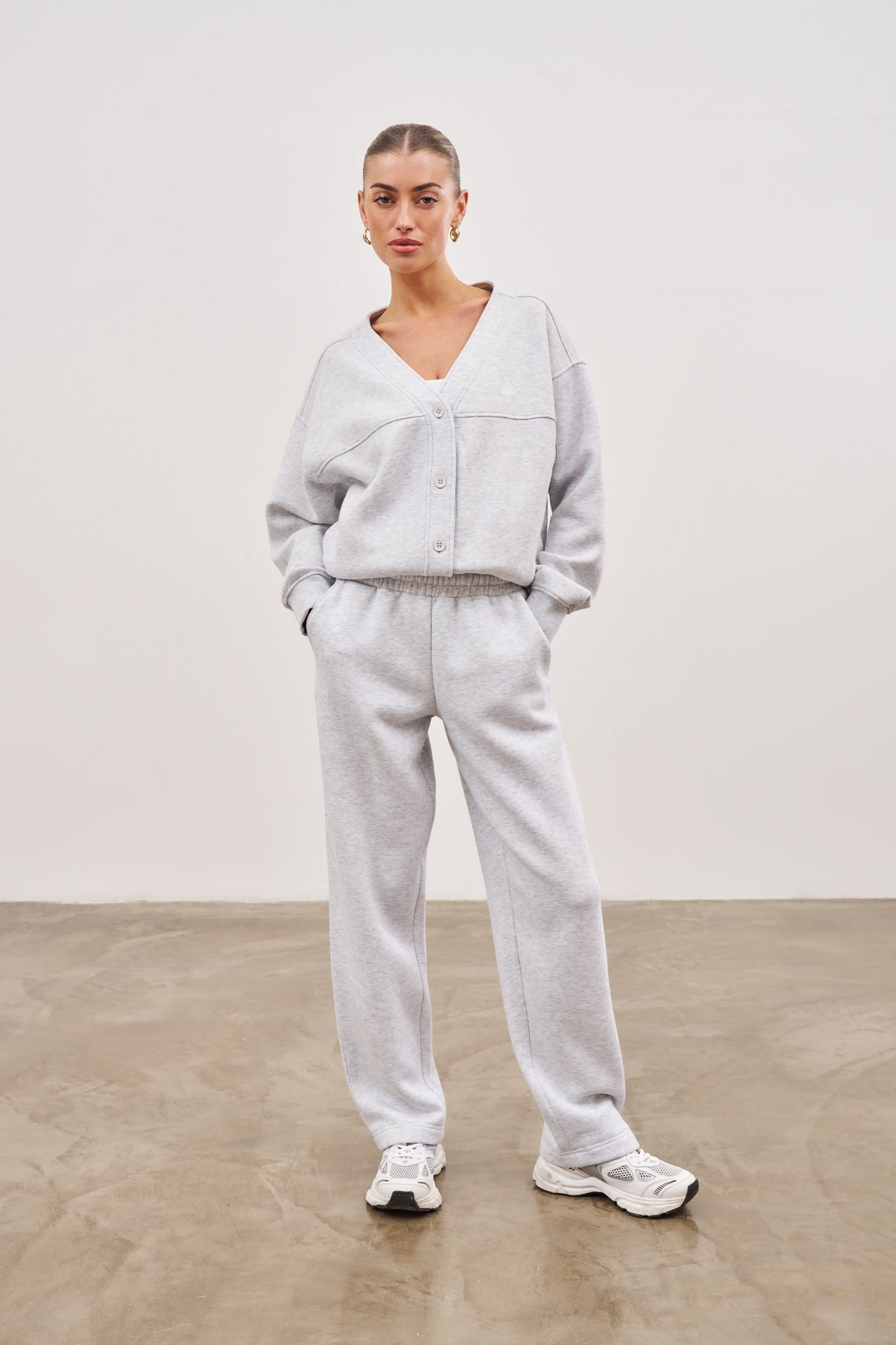 RELAXED TAPERED LEG JOGGERS - GREY MARL