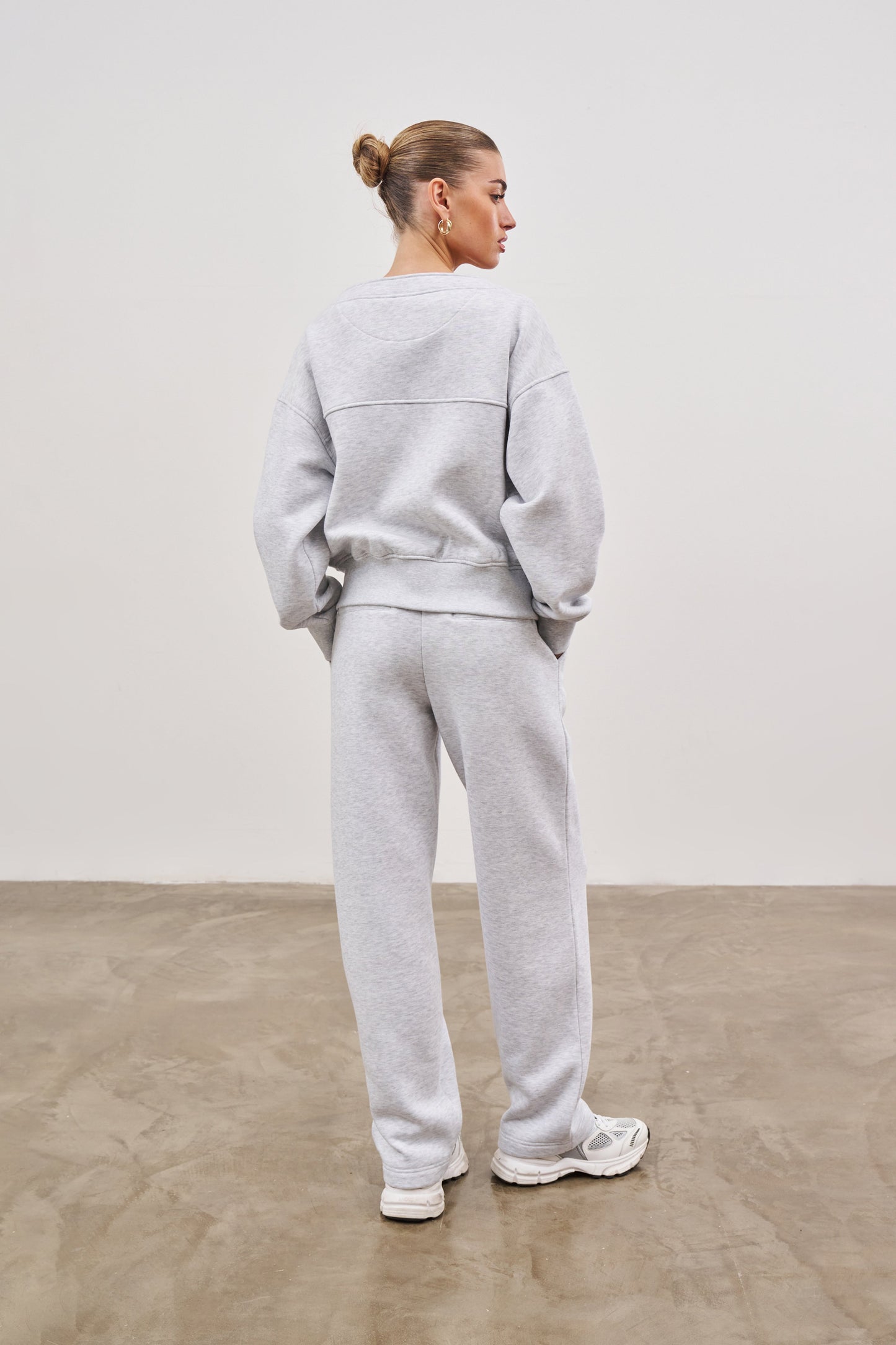 RELAXED TAPERED LEG JOGGERS - GREY MARL