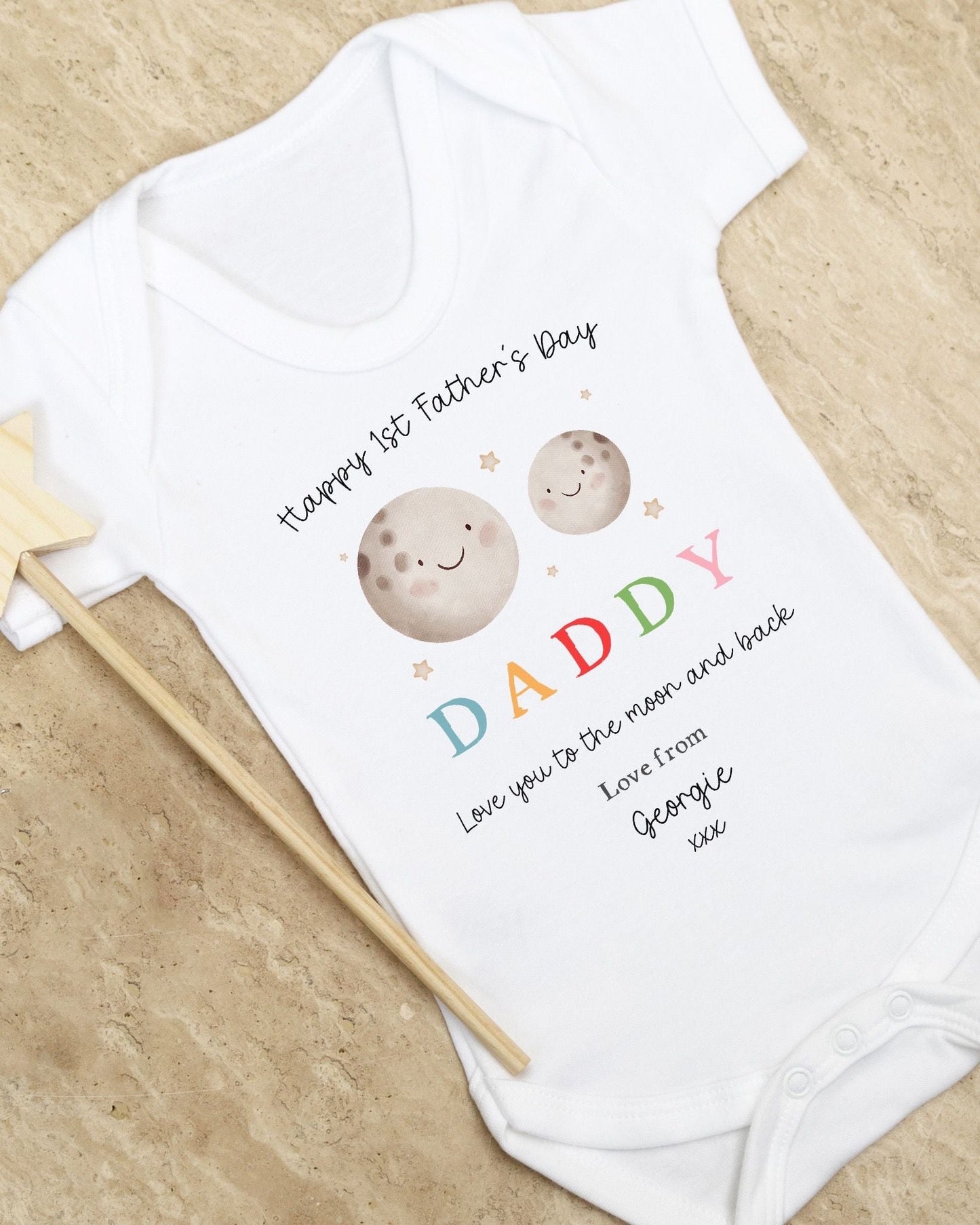 Personalised My First Father's Day Baby Vest / Babygrow - Moon Design