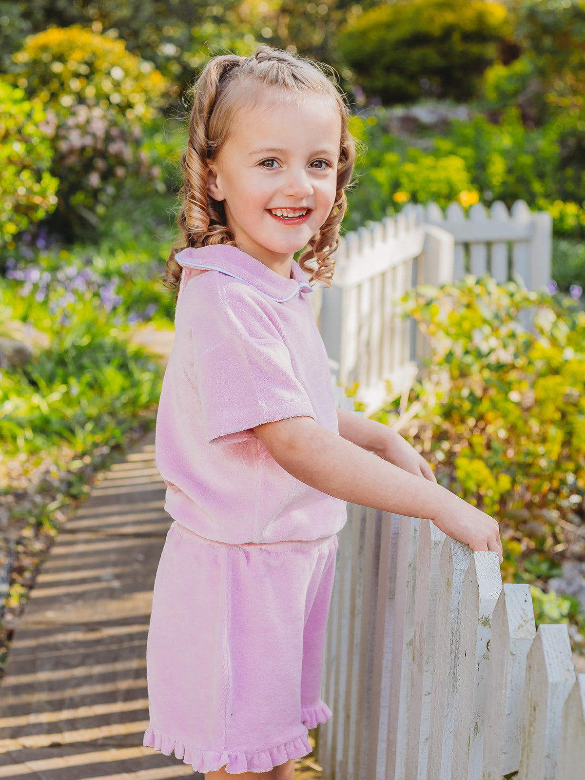 'Hallie' frill lilac towelling short set - Rose & Albert