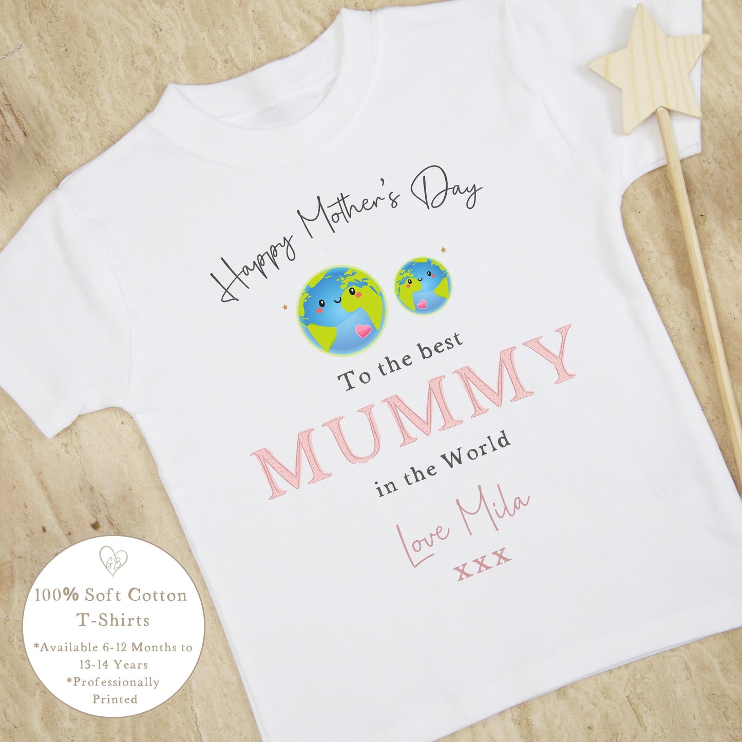 Personalised Mother's Day T-Shirt - Pink World Design