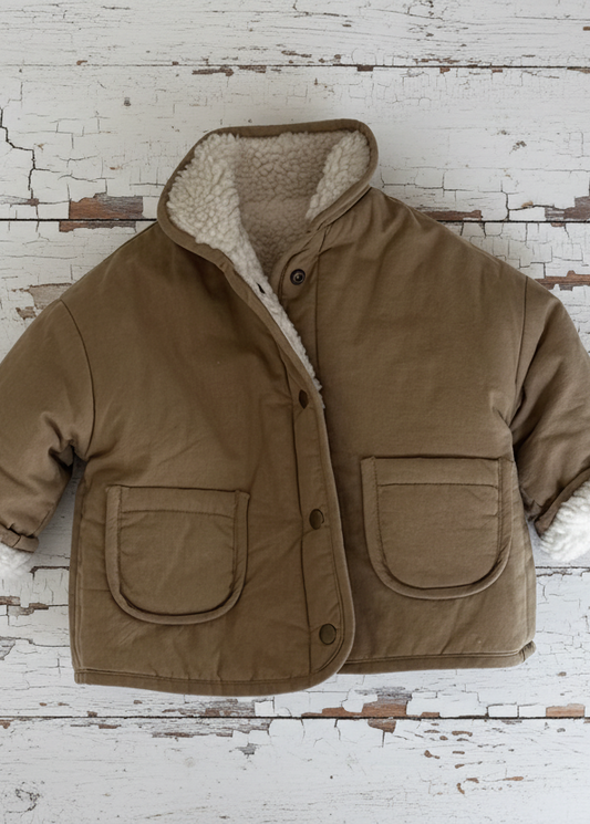 Reversible Teddy Coat in Brown